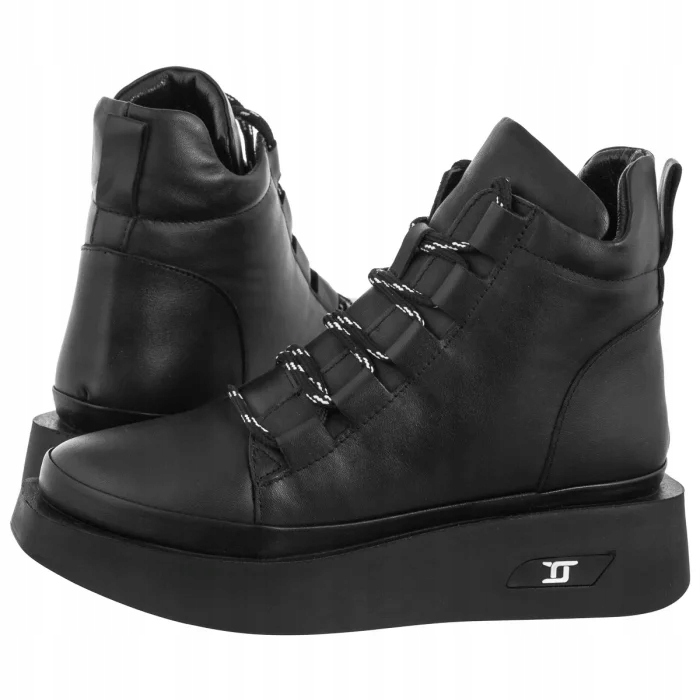 Boty Kotníkové Boty Kožené Zateplené Dámské Artiker Černé 55C0809 Černé