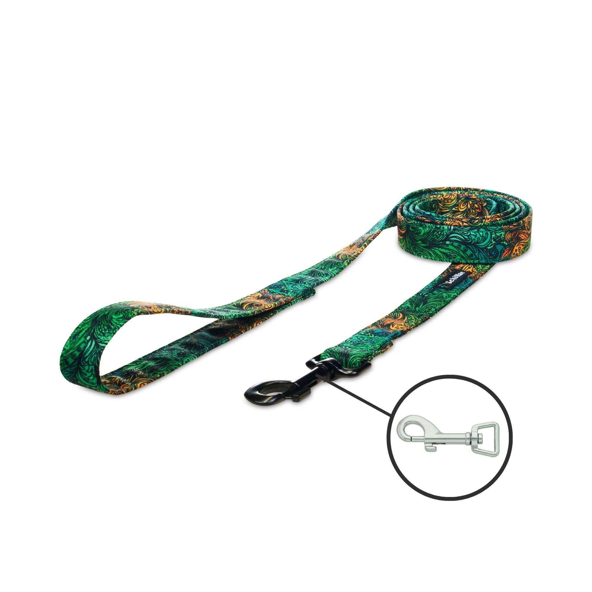 Levně Vodítko pro malého středního psa zelené wavy grass 150 cm 20 mm S M