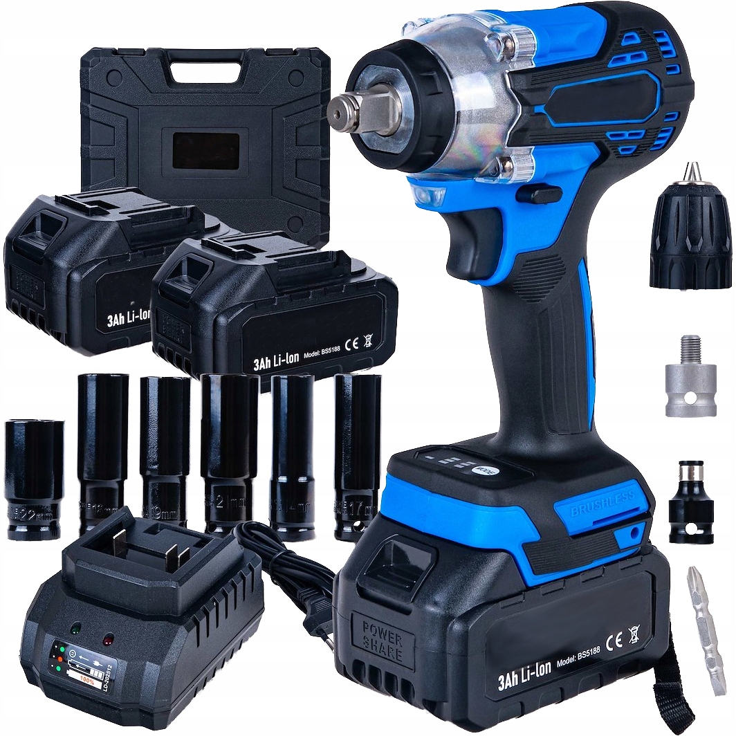 Rázový Uťahovák Akumulátorový 350 Nm Bezkartáčový 2X3.0AH 21V 1/2" Sada