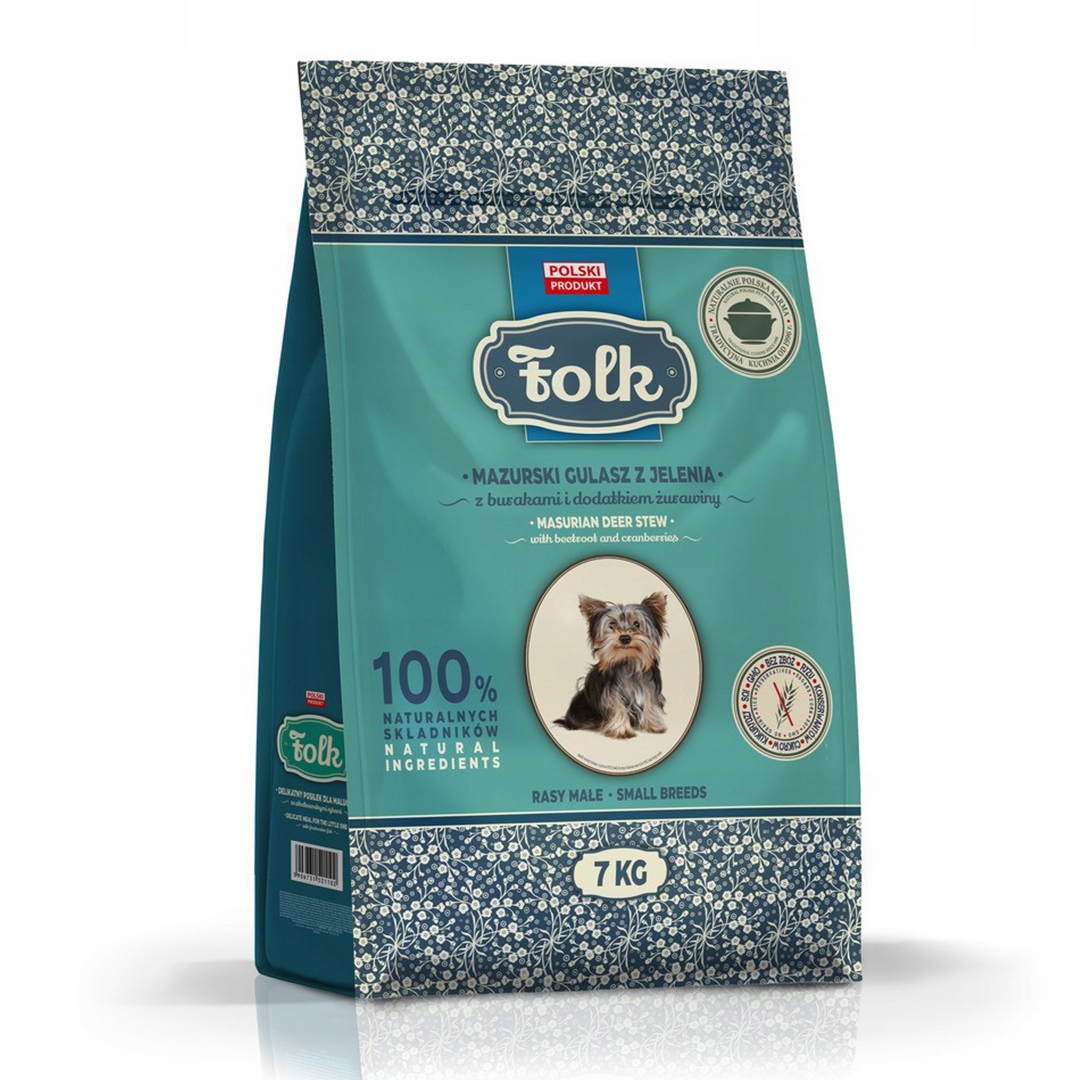 Folk Mini Sucha Karma Dla Psa York Mazurski Gulasz z Jelenia 7kg