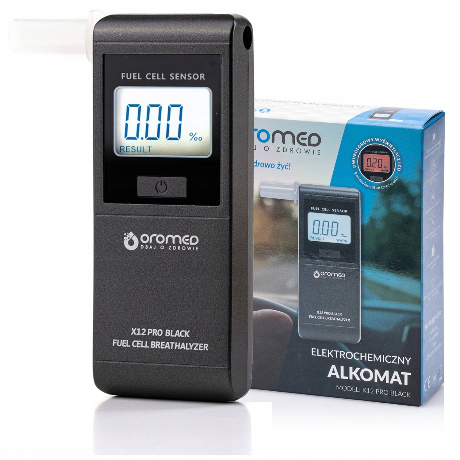 Oromed X12 Alkohol Tester Elektrochemický presný náustky kalibrácia 12 m