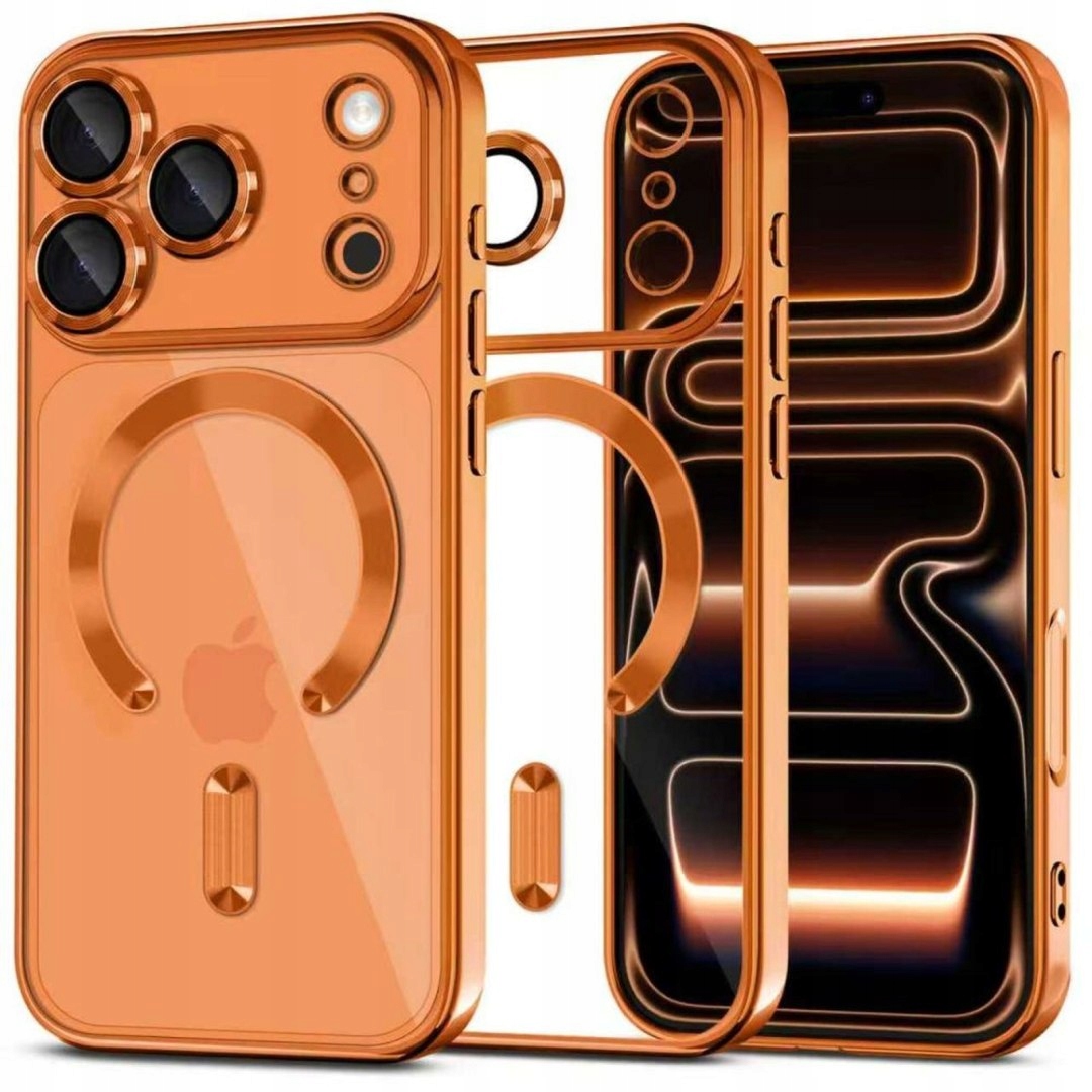 Etui pokrowiec na iPhone 17 Pro Max MagFlex MagSafe przezroczysto pomarań