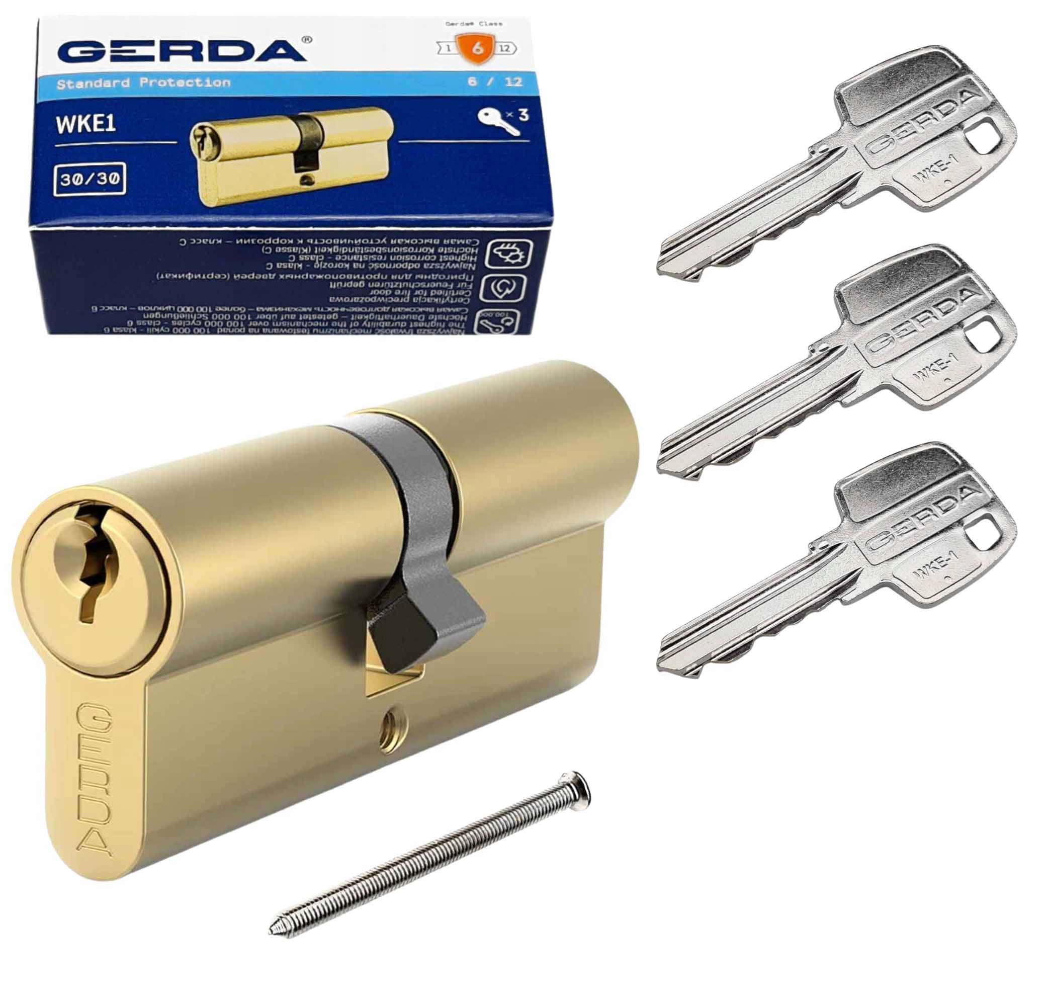 

Wkładka Drzwiowa Gerda Wk E1 30/30 (31/31) Mosiądz