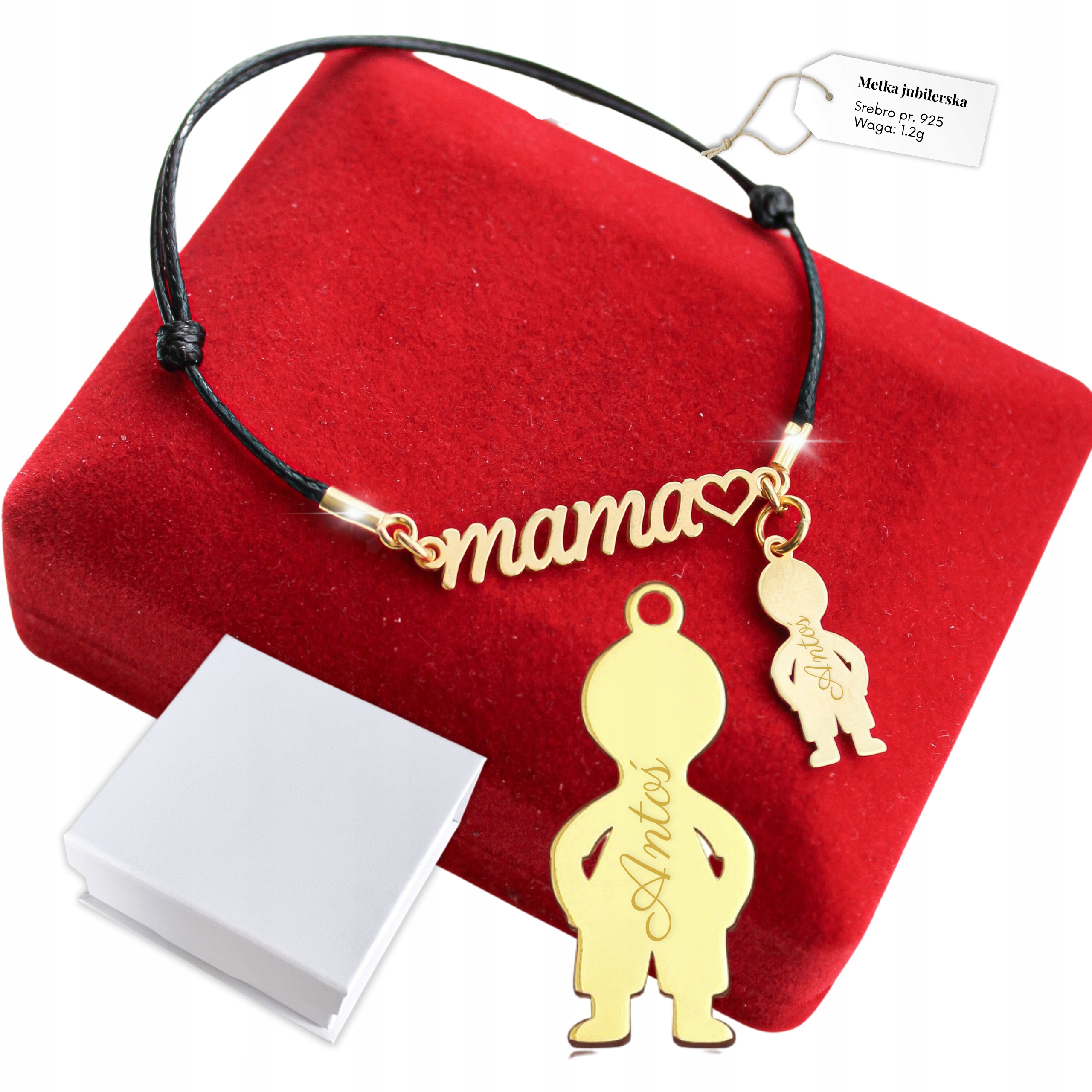 Zlatý náramek pro maminku Jméno dítěte Gravírování