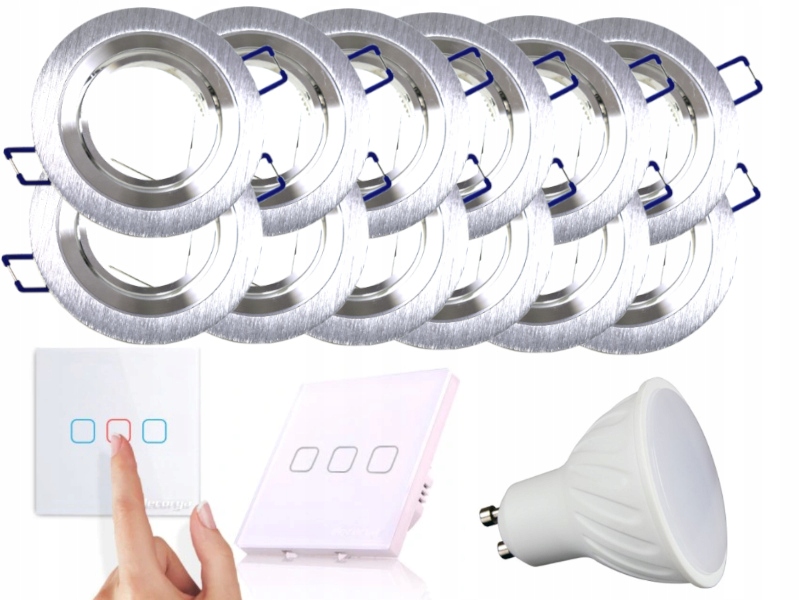 Sada Hliníková Led objímka 12x Vypínač Žárovky