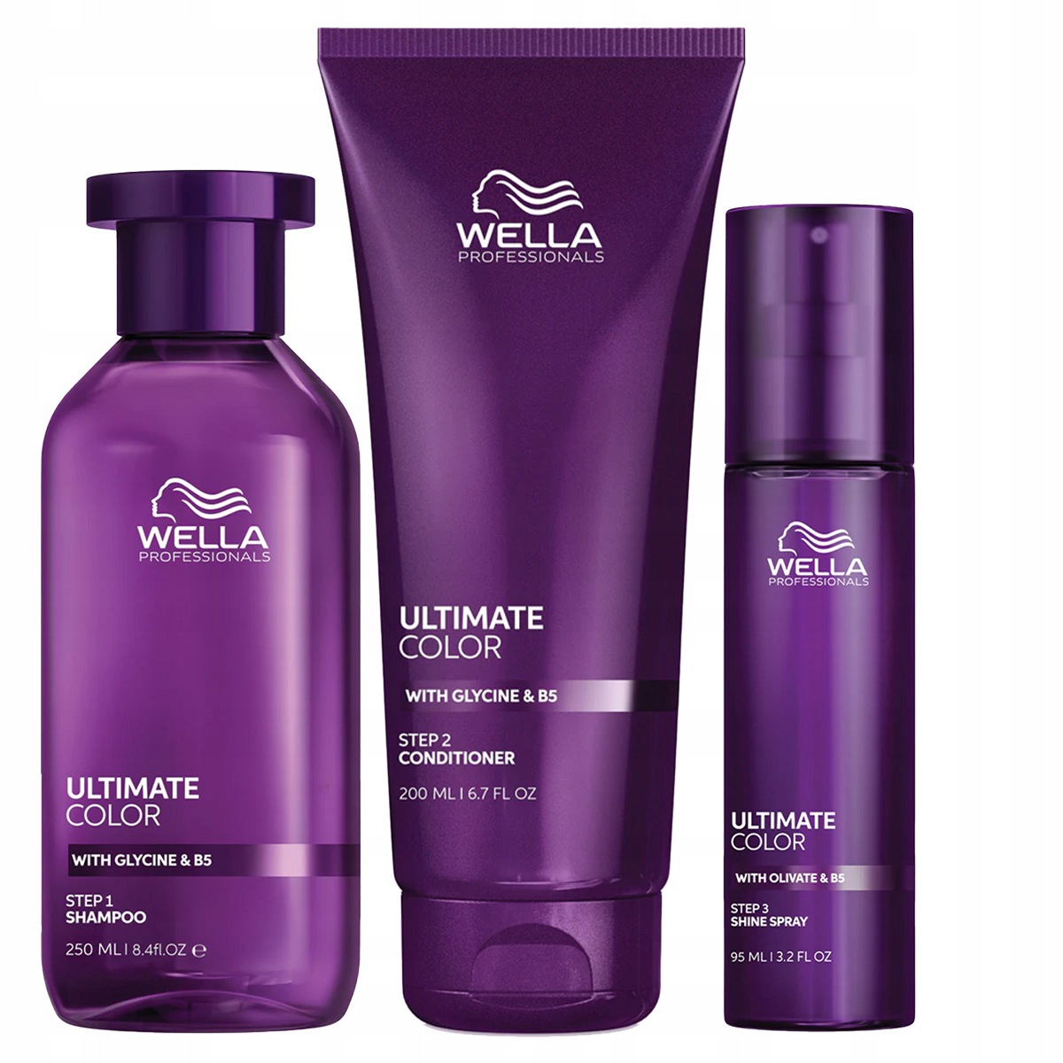 Wella Ultimate Color szampon odżywka spray zestaw do włosów farbowanych