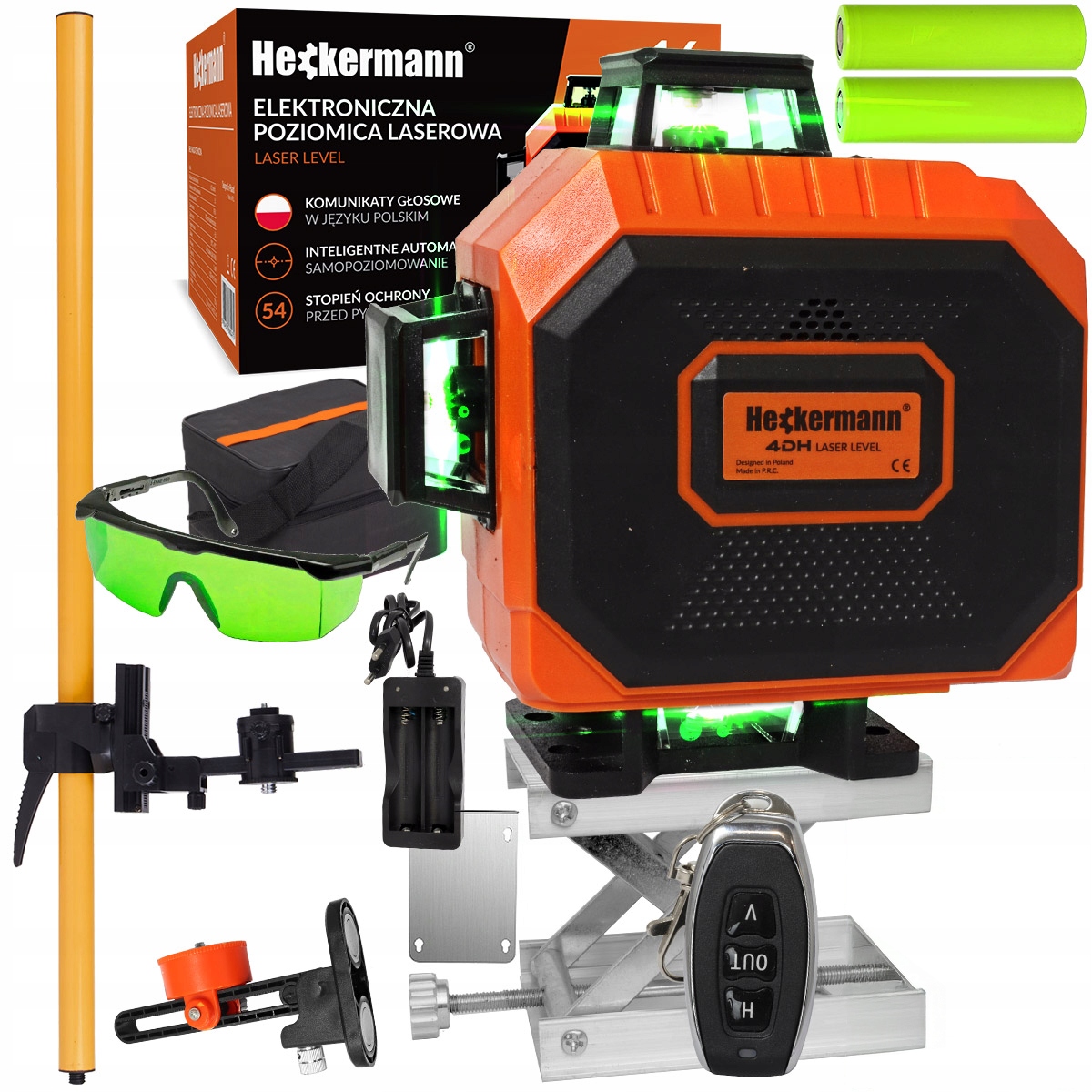 Laserová Vodováha Křížový Laser 4D Samonivelační 16 Řádků Tyčka 3,4 m