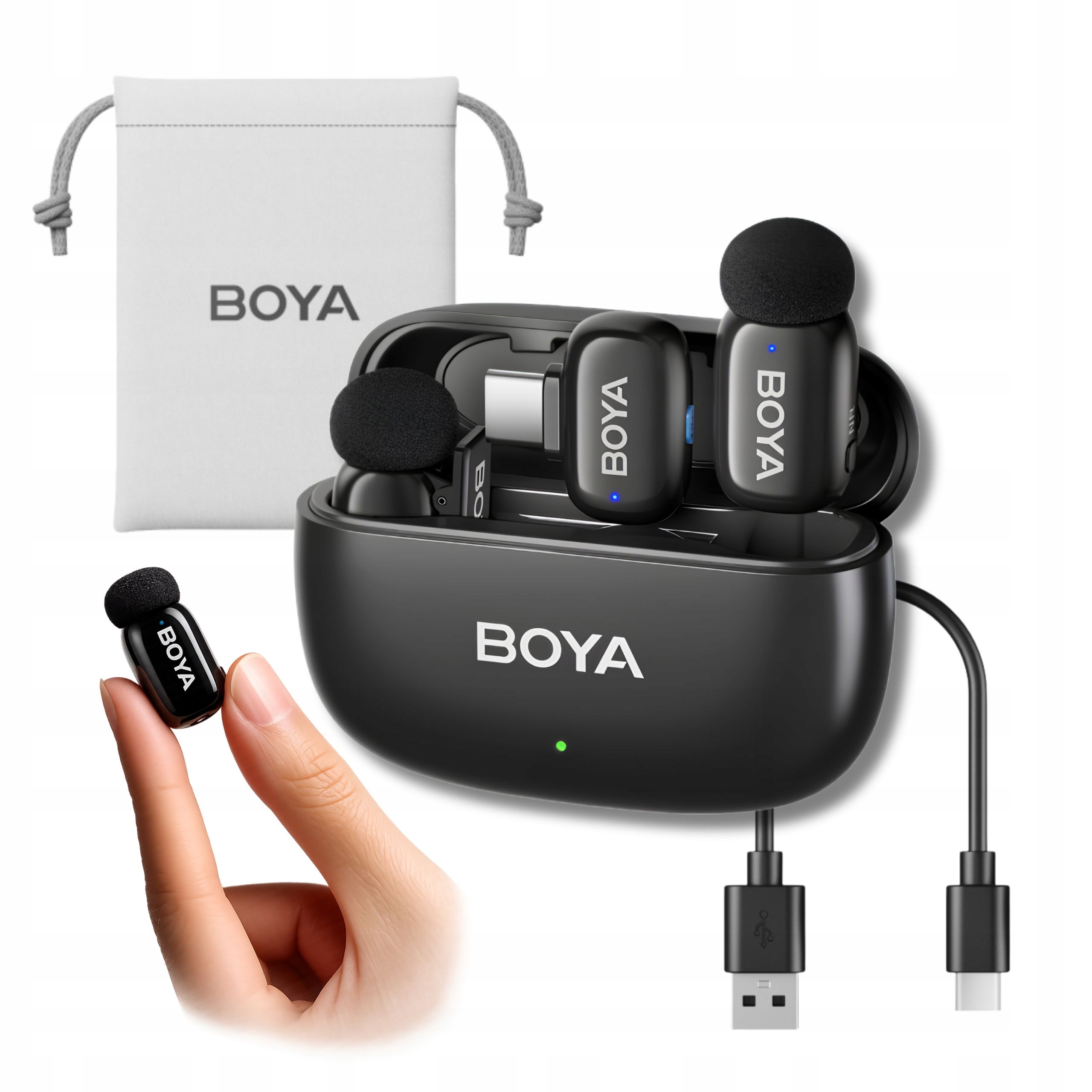 Mini Bezdrátové Kravatové Mikrofony Boya Lehké 2.4 GHz Usb-c Iphone