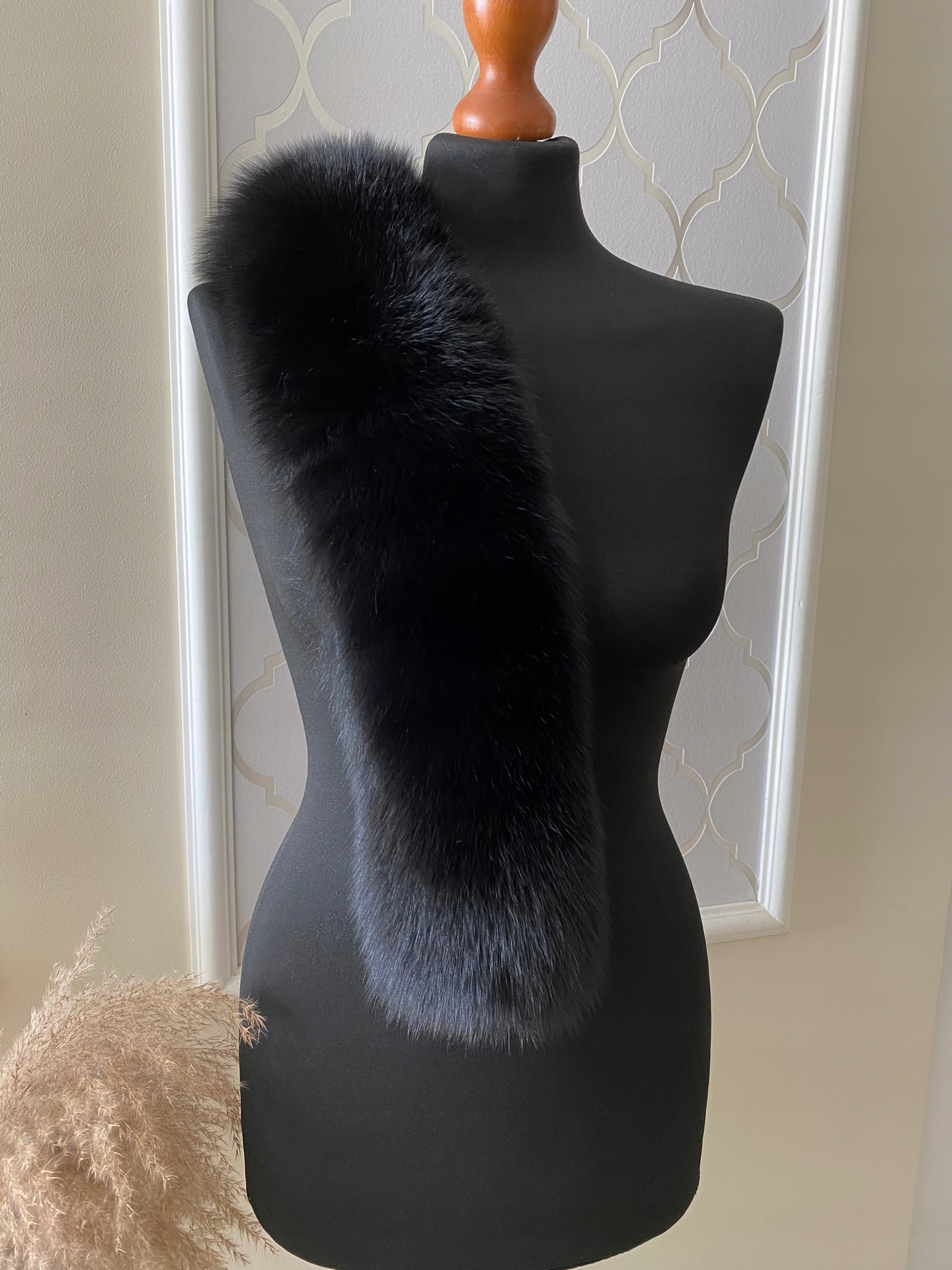 Obšití Kapuce Z Přírodního Lišky Černé 15/82 cm