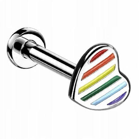 

Labret z tęczowym serduszkiem 1,2/6