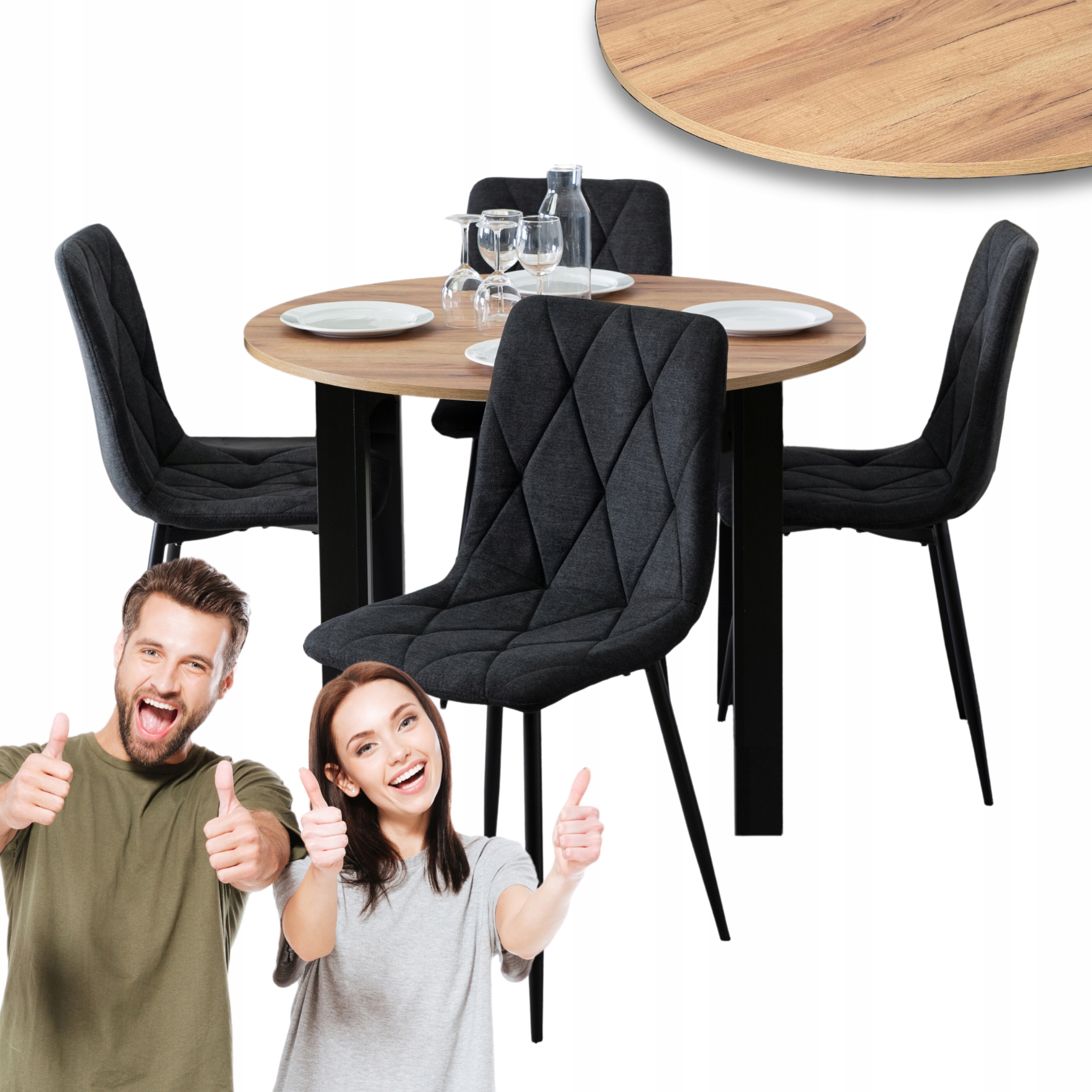 Kuchyňský set Černý rozkládací stůl s čalouněným křeslem 4x