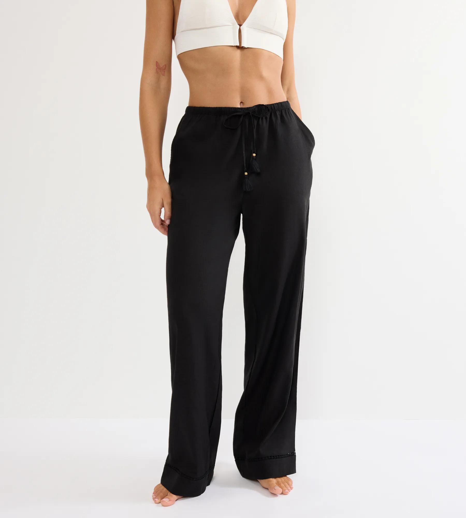 Dámské lněné kalhoty černé Triumph Summer Wear Trousers 01 38