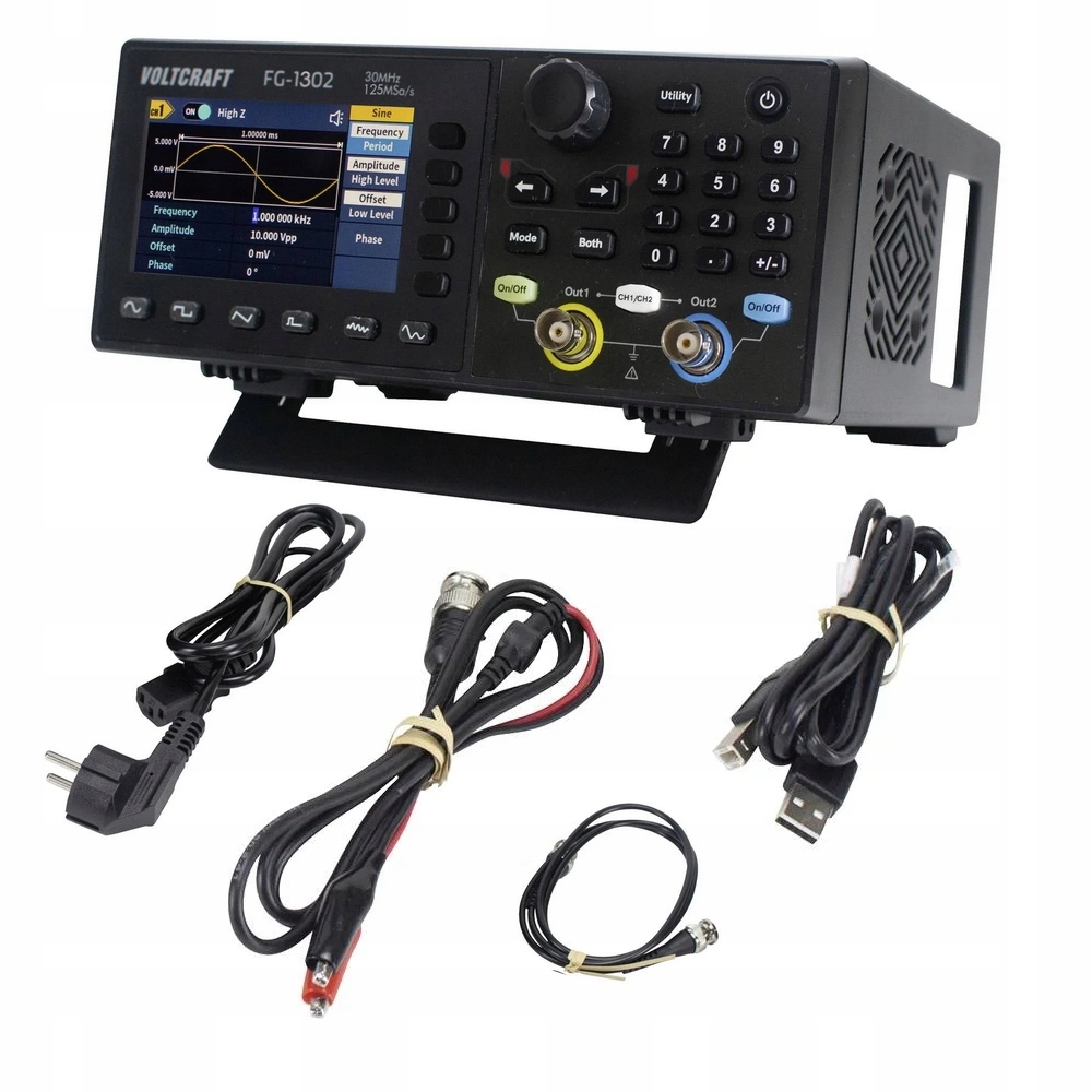 Generator funkcyjny 30 MHz 2 kanały 125 MSa wyświetlacz VOLTCRAFT USB SCPI