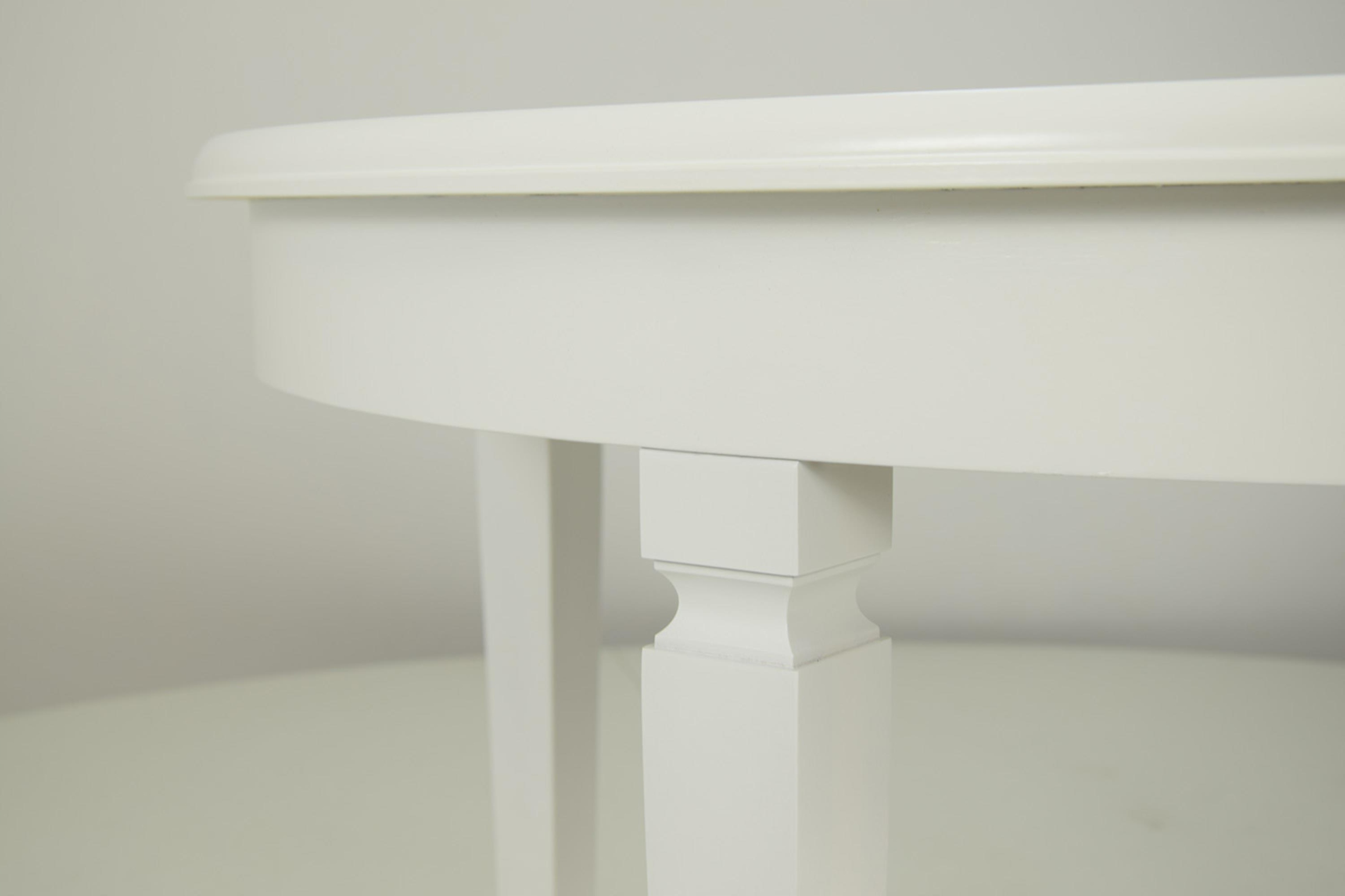 Stół Okrągły Biały Rozkładany Drewno Buk ⌀110cm Głębokość mebla 110 cm