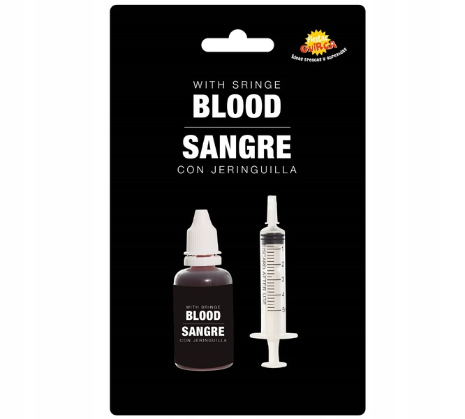 SZTUCZNA KREW STRZYKAWKA BUTELKA HALLOWEEN