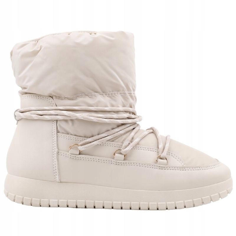 ŚNIEGOWCE DAMSKIE OCIEPLANE BOTKI NA PLATFORMIE BUTY ZIMOWE BEŻOWE CIEPŁE Rozmiar 37