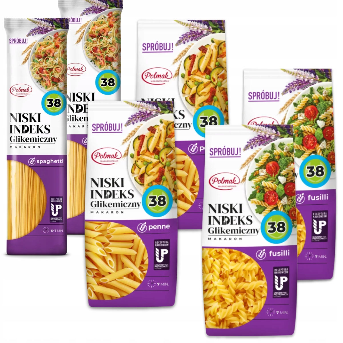 Levně Polmak Těstoviny s nízkým Ig penne fusilli 250 g x 6 g