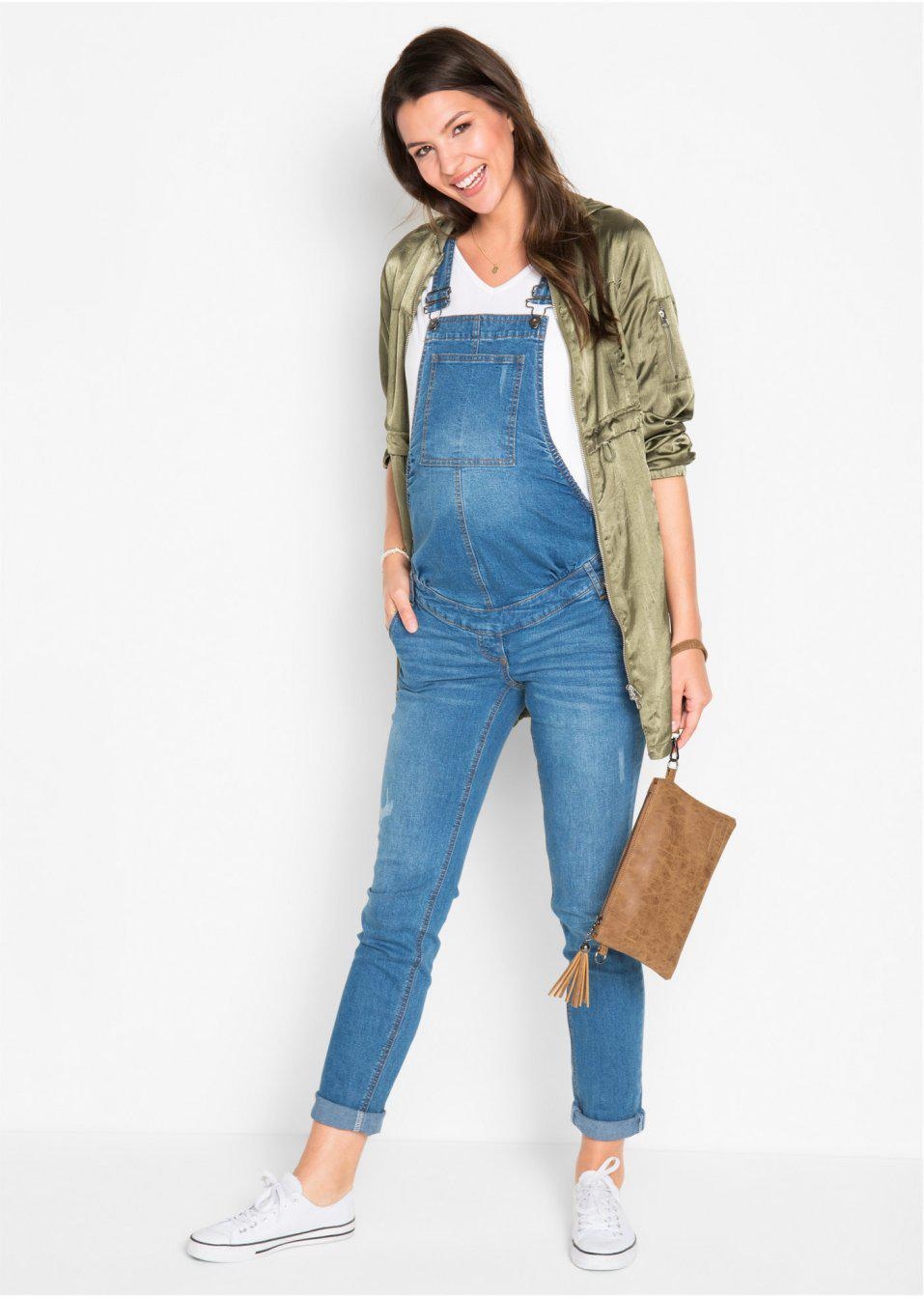 42 Bonprix OGRODNICZKI JEANSOWE CIĄŻOWE Marka Bonprix