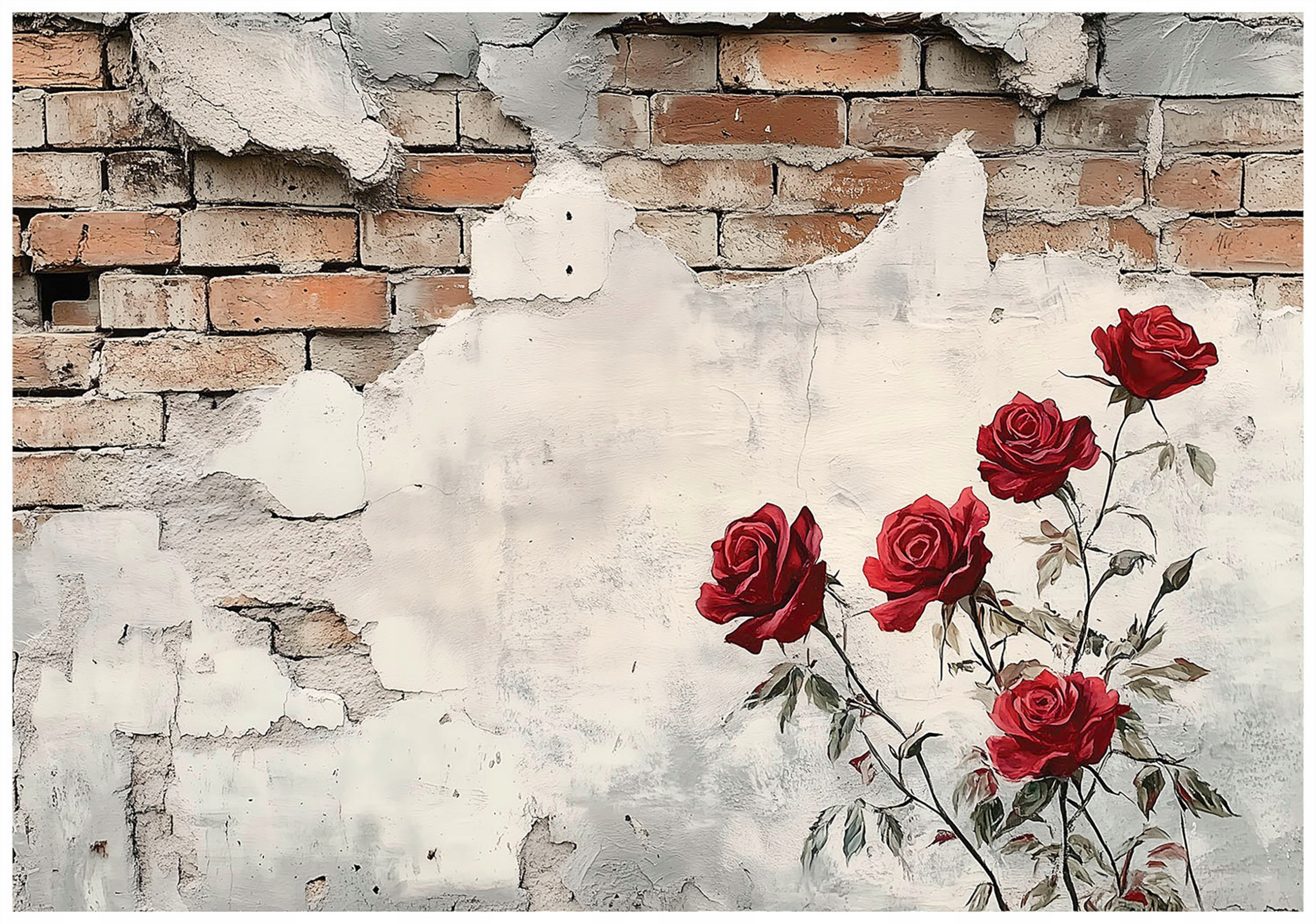 Fototapeta Cihla a růže Iluze na zeď Romantická 150x105 lepidlo