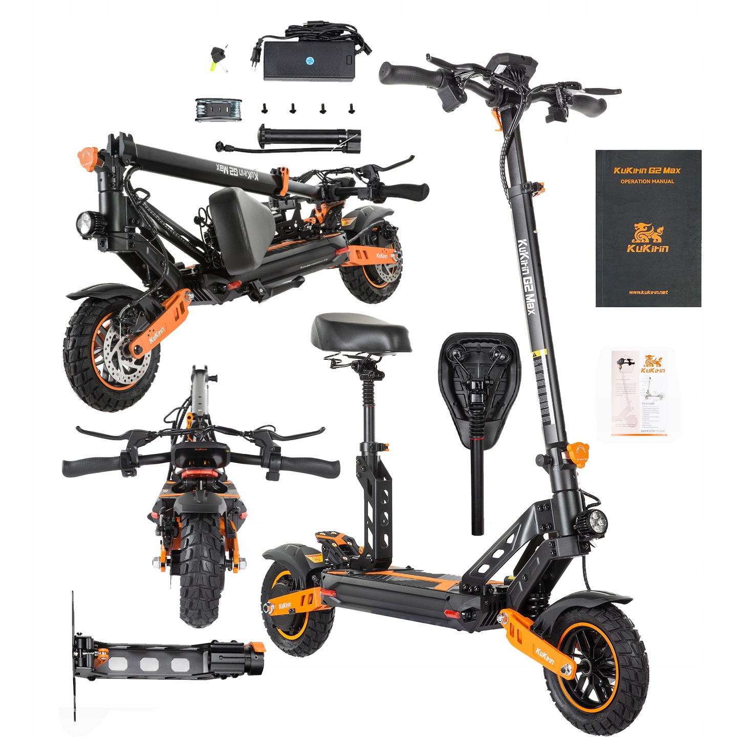 2026 Kukirin G2 Max Pojazd Elektryczny 1200W 55KM/H 80KM 20Ah 48V 10''
