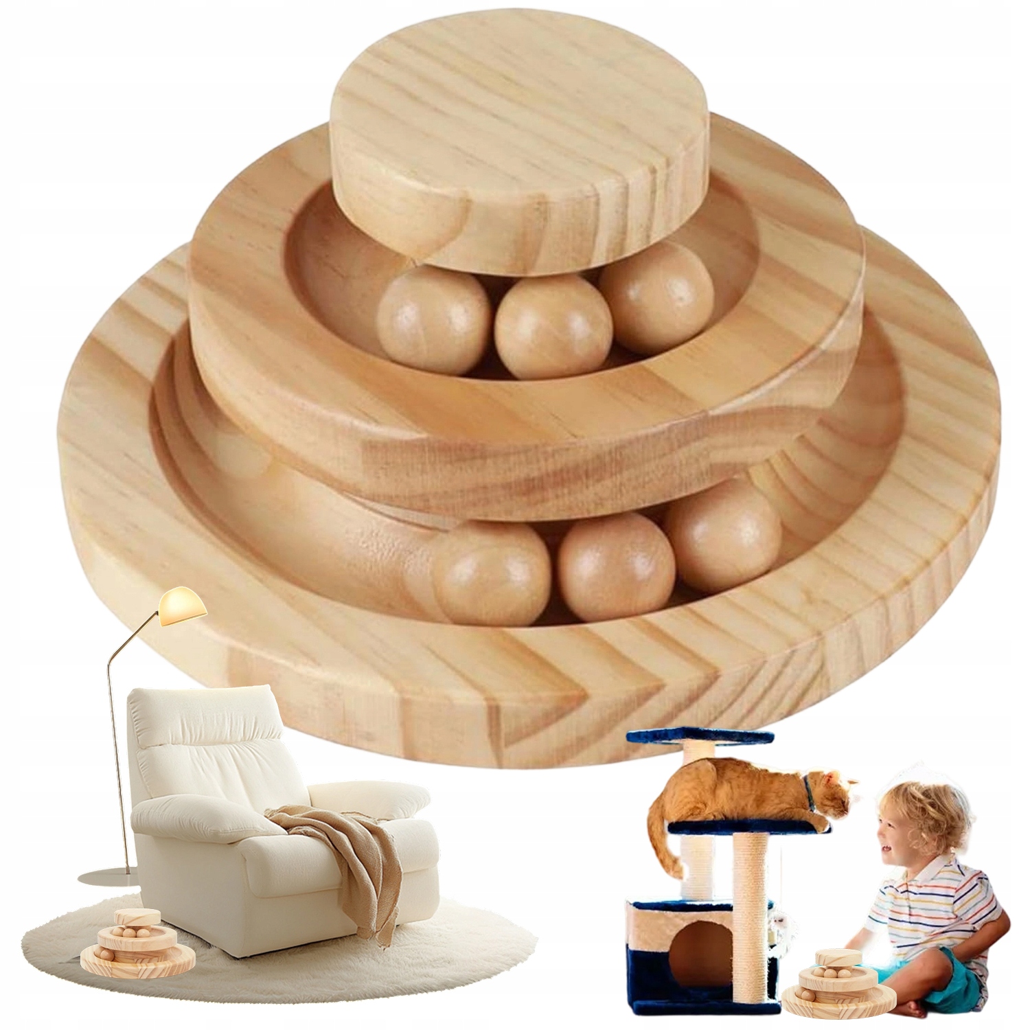 Levně Rotující Hračka Pro Kočky Se Třemi Úrovněmi Pro Aktivní Hraní Koček