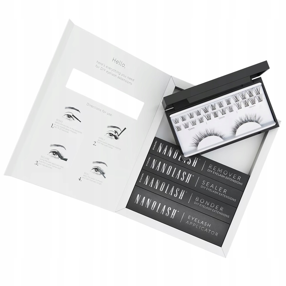 Velkolepé řasy Diy Extensions Starter Kit Nanolash 36 Ks 5ml bonder