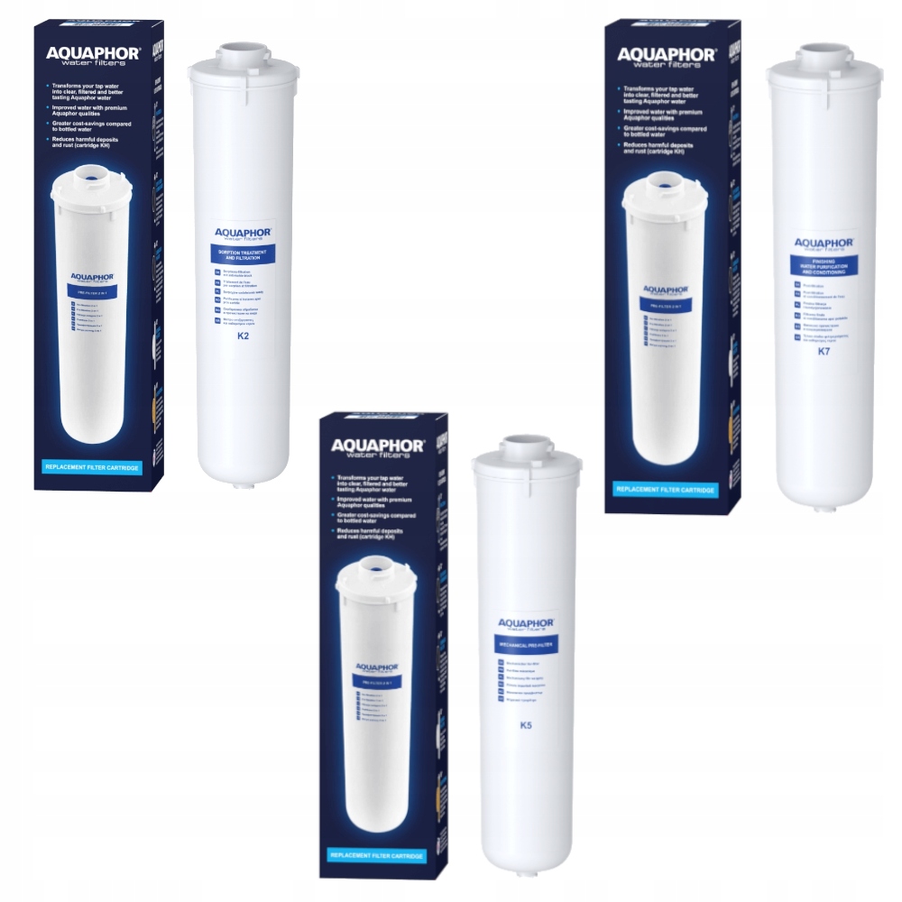 Zestaw Wkładów Filtry Wkłady filtrujące Aquaphor K5, K2, K7 do Kryształ A