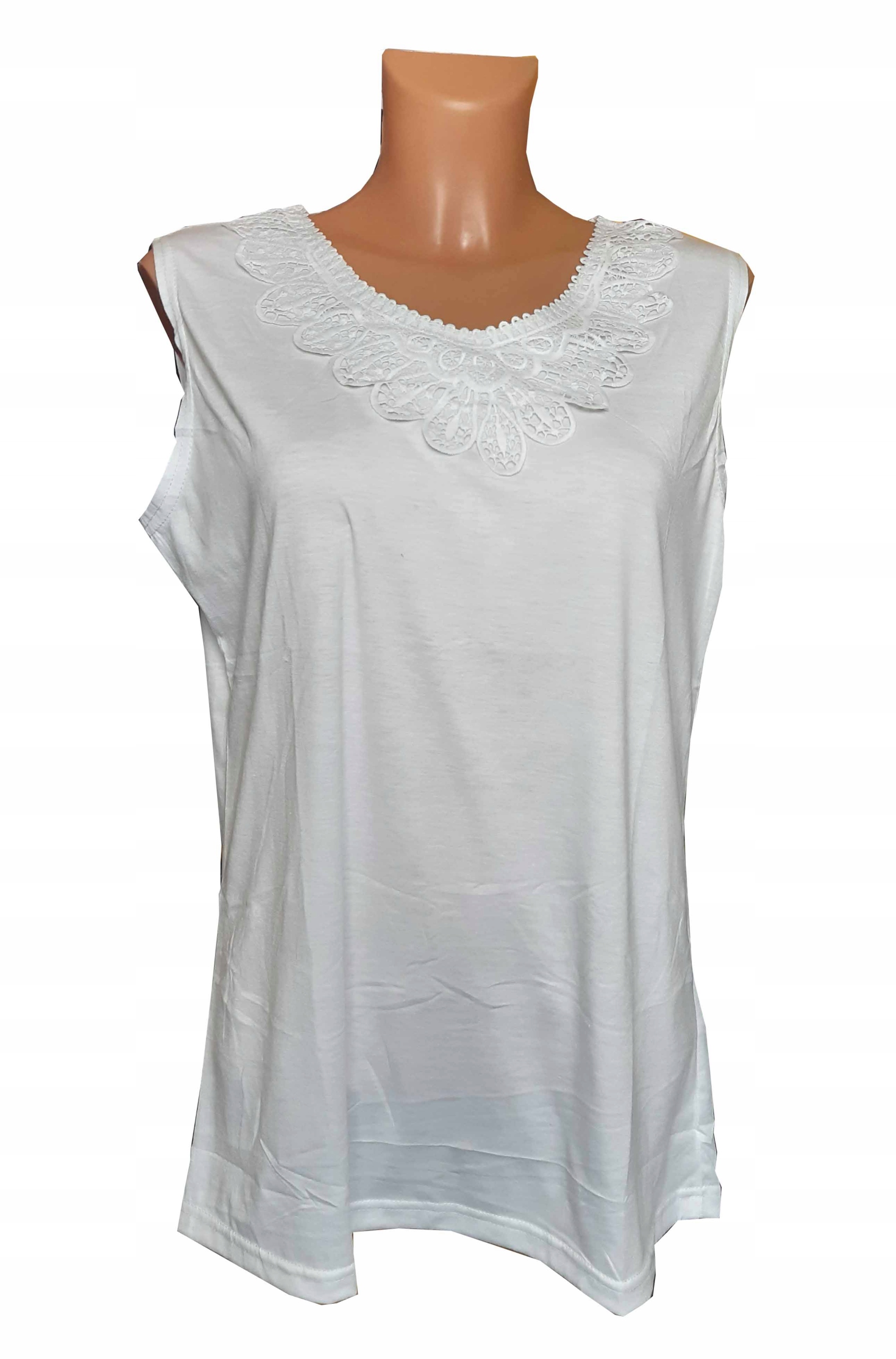

Bluzka Koszulka T-shirt koronka biały L