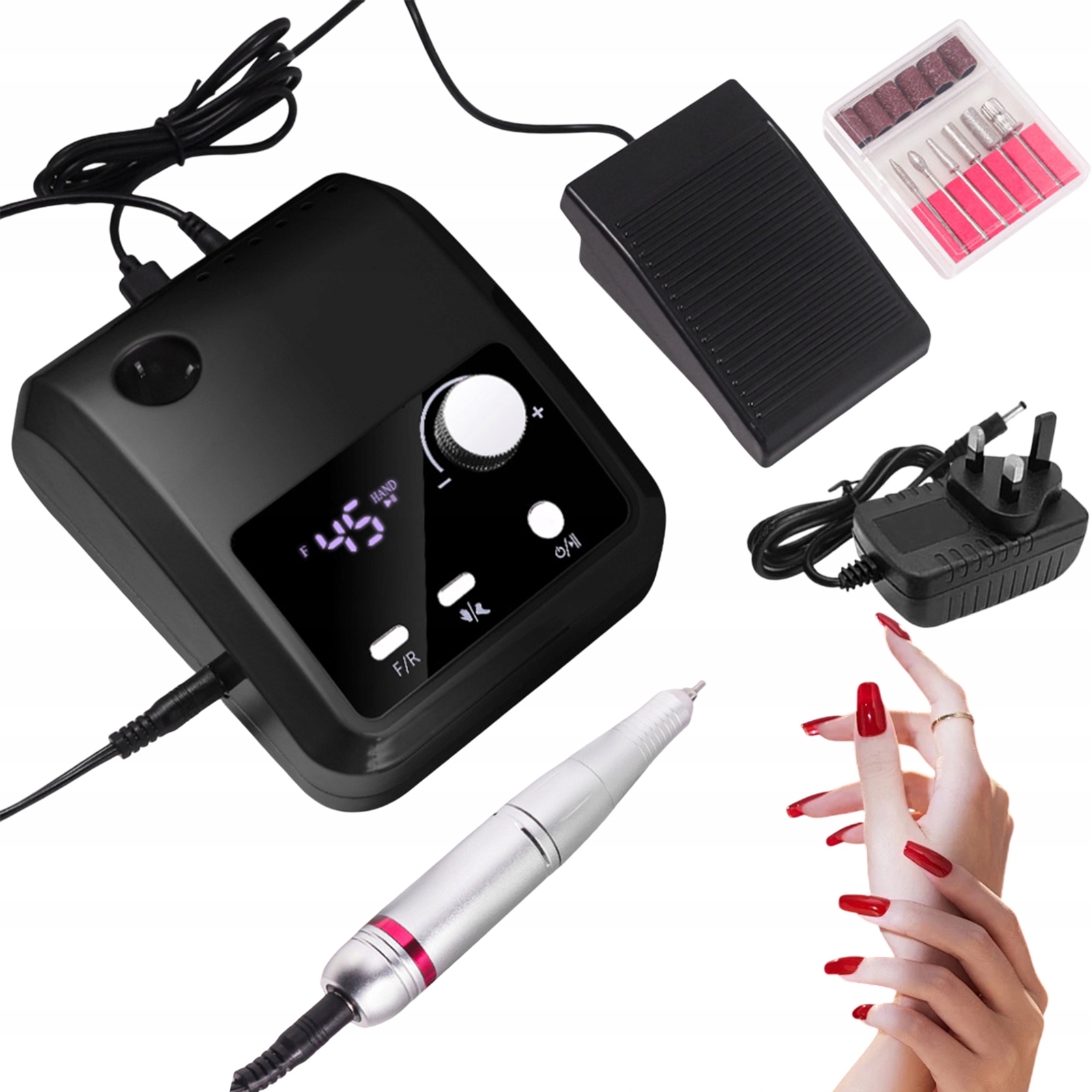 Bruska S Gelovým Pedálem Na Nehty 45000RPM 5V1 Černá