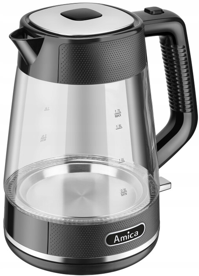 Elektrická varná konvice Amica KF4050G 2200W 1,7L Strix sklo černá