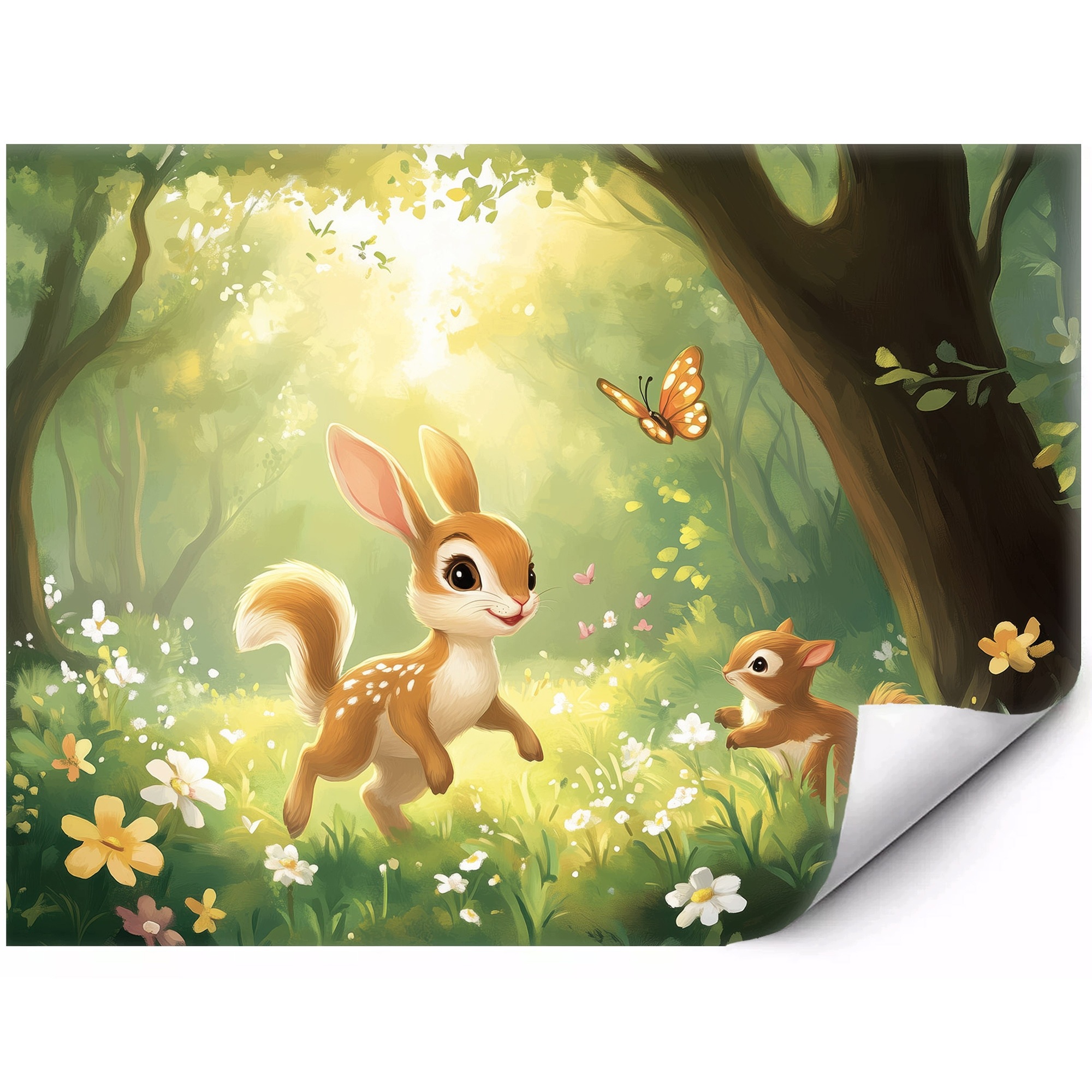 Samoprzylepna Fototapeta Zwierzątka w magicznej polanie 350x250 cm