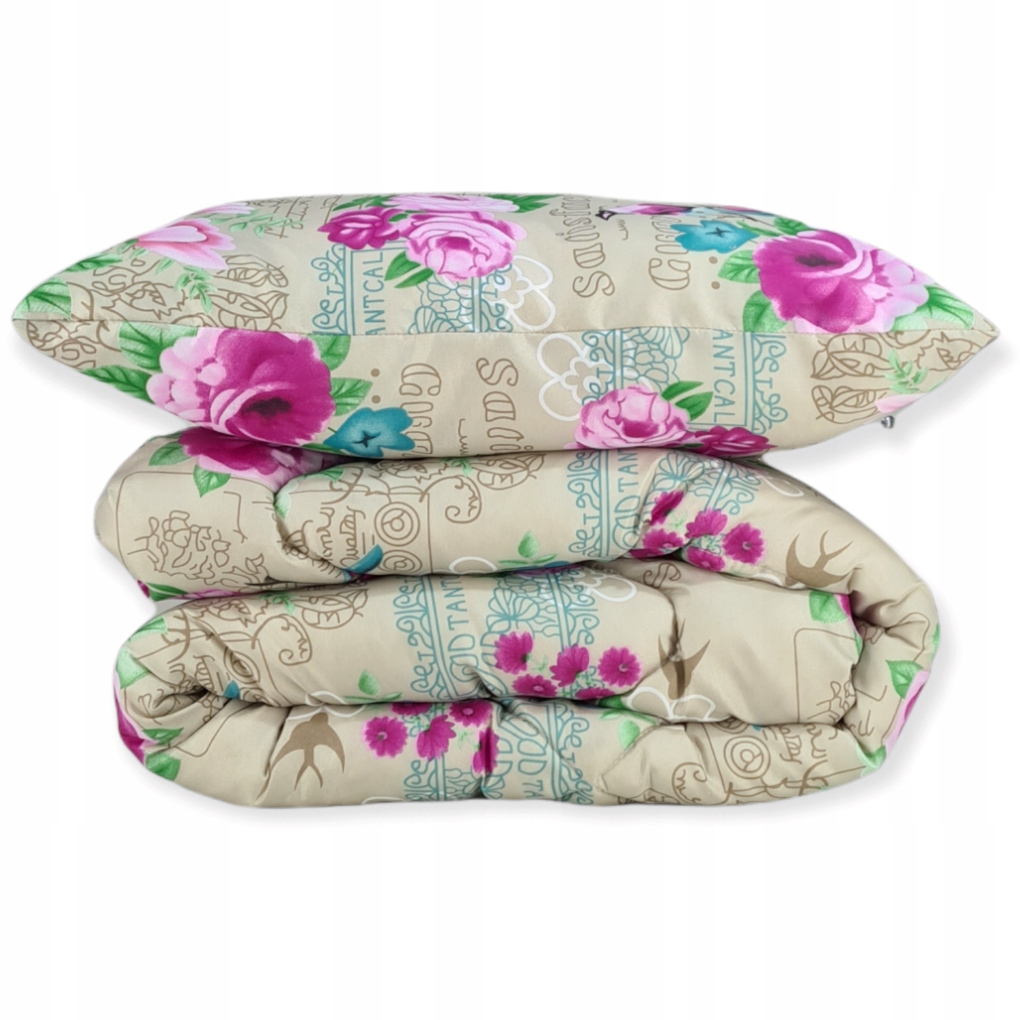 

Kolorowa kołdra antyalergiczna i poduszka