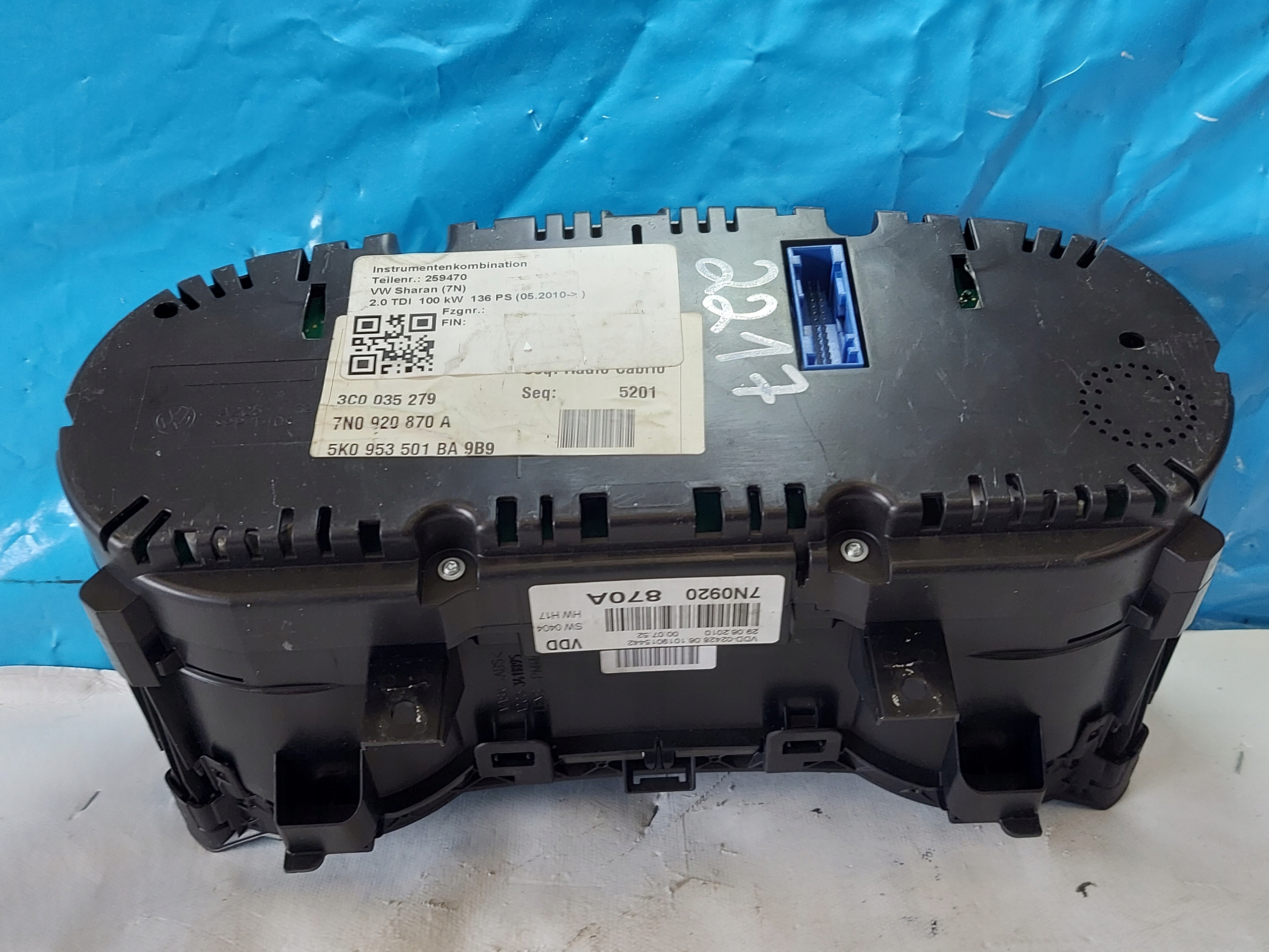dials clock SHARAN 7N 2.0 TDI 7N0920870A