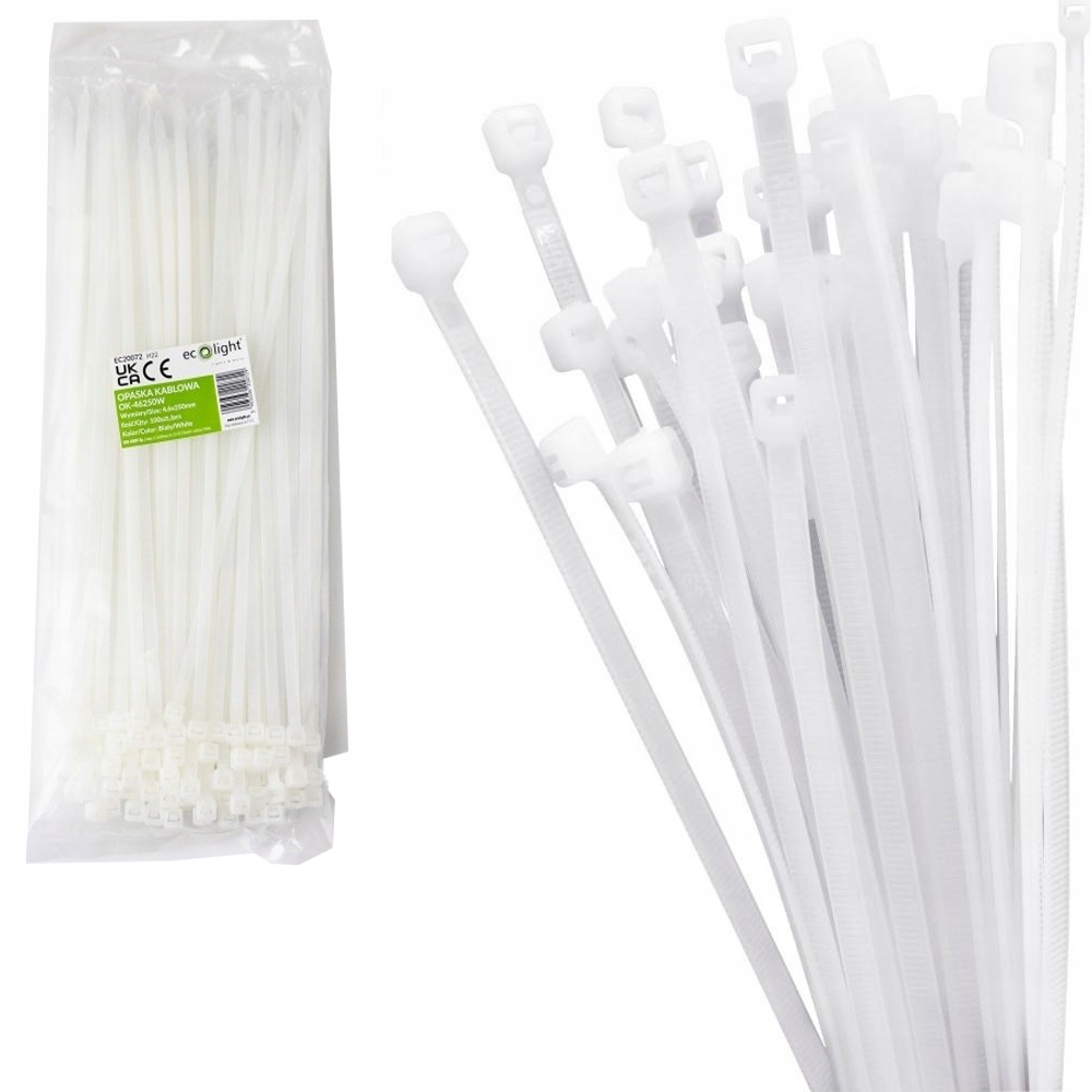 opaski kablowe zaciskowe białe 2.5x150 100szt