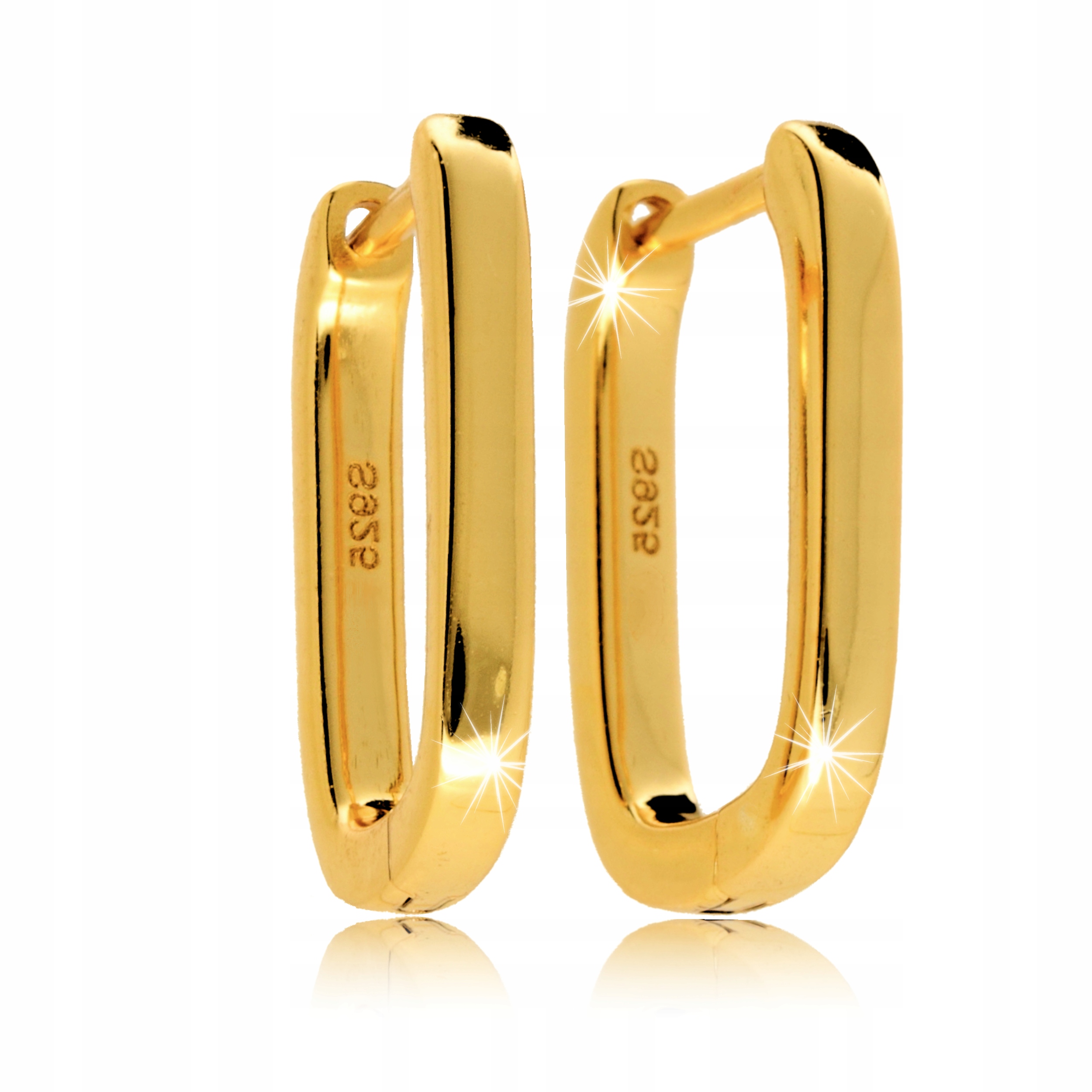 Zlaté Náušnice 925 Oválné Obdélníkové Geometrické Pásky Den žen