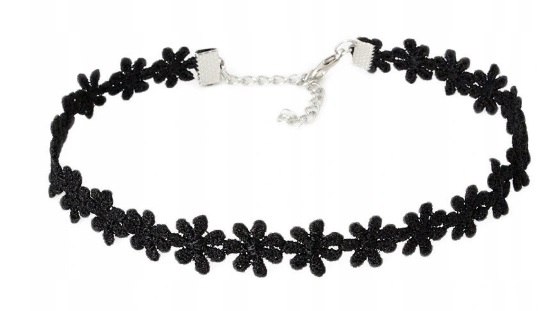 

Choker czarny łańcuszek szyję kwiatuszki naszyjnik