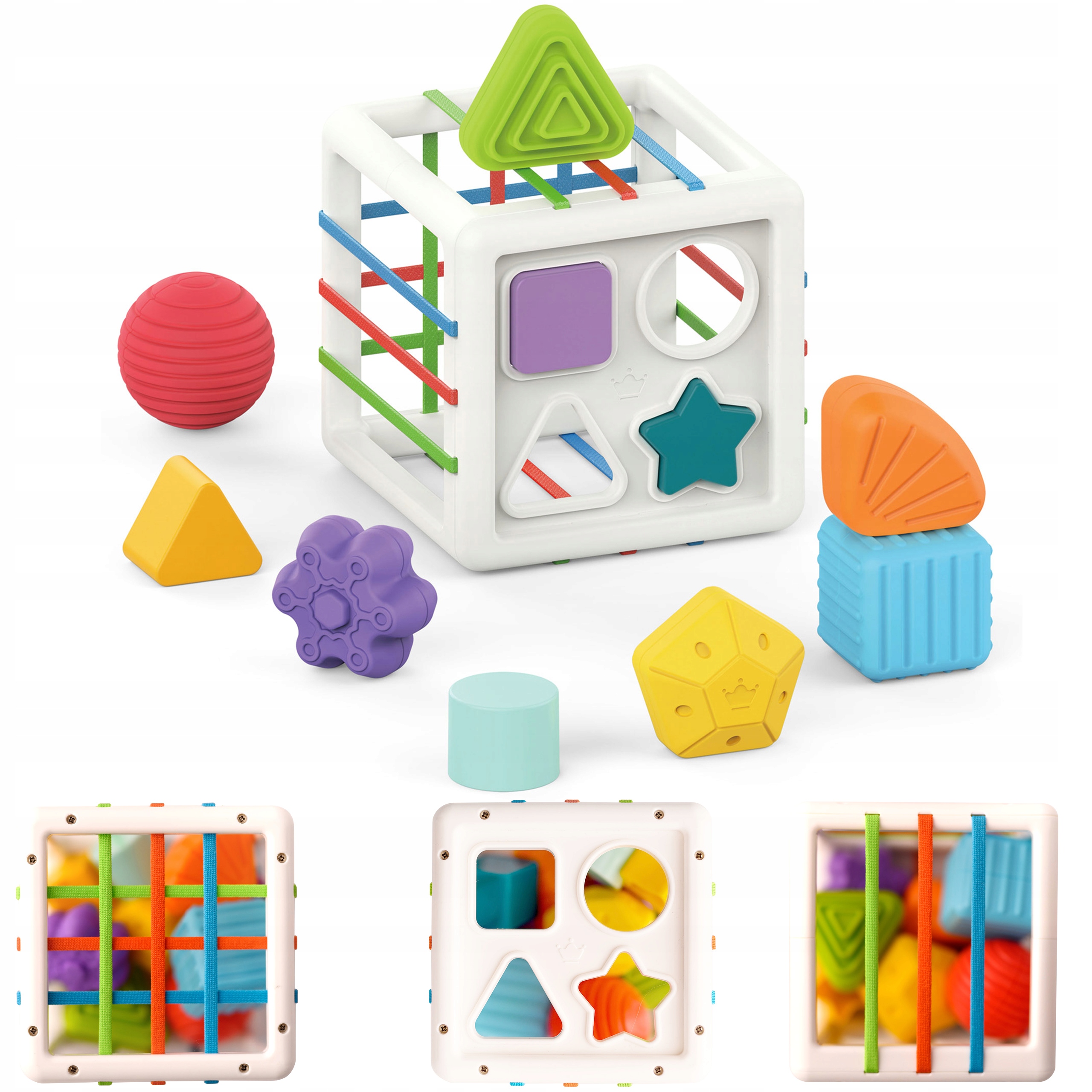 KOSTKA SENSORYCZNA ELASTYCZNA SORTER KWADRAT GUMKI DLA DZIECKA KSZTAŁTY