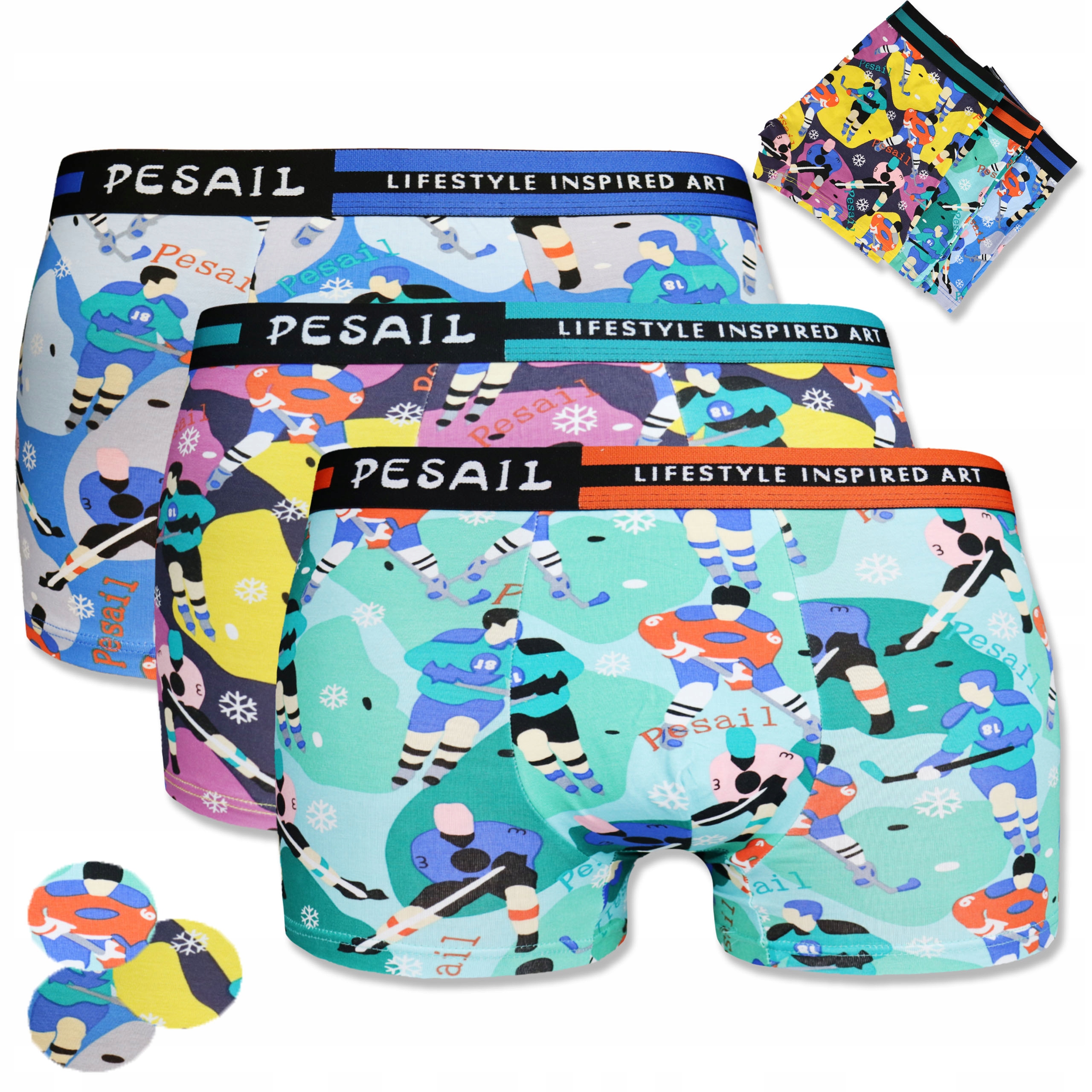 

( 3X ) Bokserki Męskie Kolorowe Bawełniane Premium