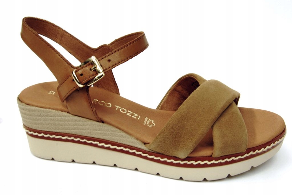 Marco Tozzi 28722 elegantní hnědé sandálky na klínku, velikost 40