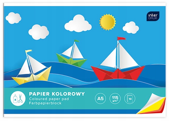 INTERDRUK Zeszyt papierów kolorowych A5 10 kartek Marka Interdruk