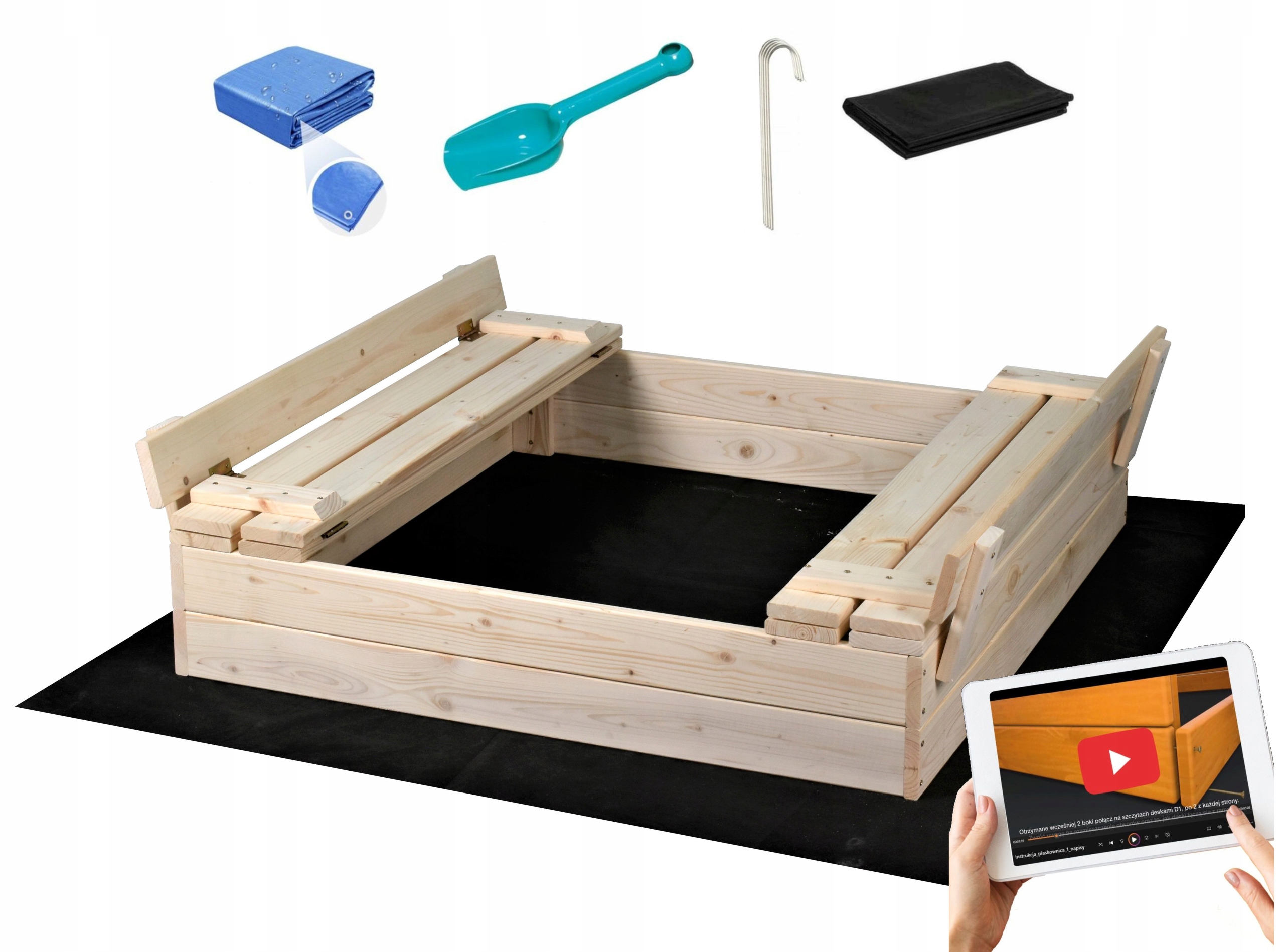 PIASKOWNICA DREWNIANA ZAMYKANA SOLIDNA PREMIUM 100cm