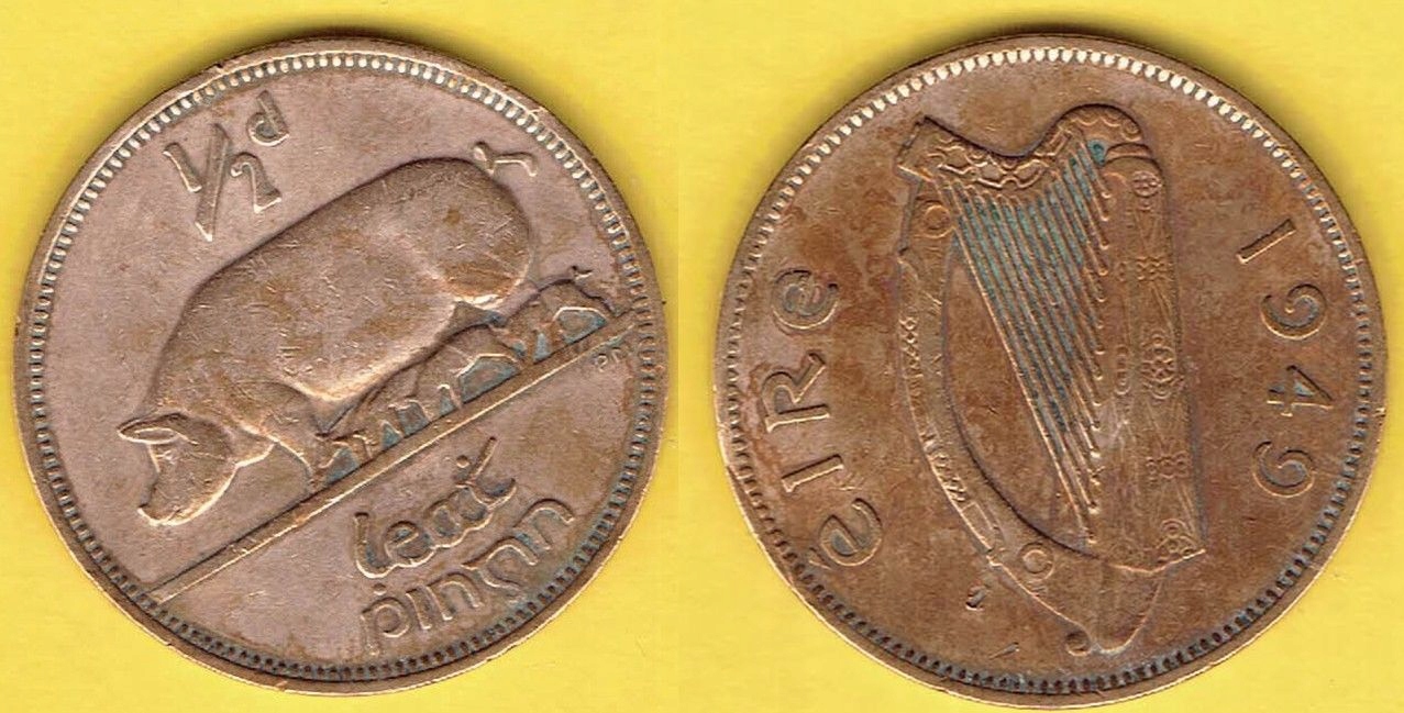 IRLANDIA 1/2 Penny 1949 r.