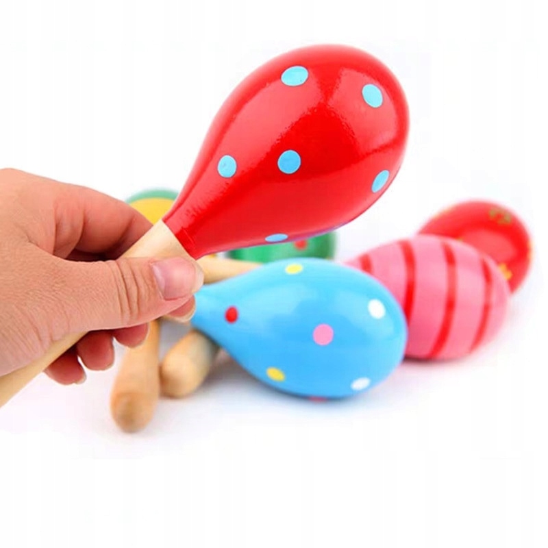 DUŻY MARAKAS DREWNIANA GRZECHOTKA DLA DZIECKA DREWNIANY INSTRUMENT ROZWÓJ Marka inna