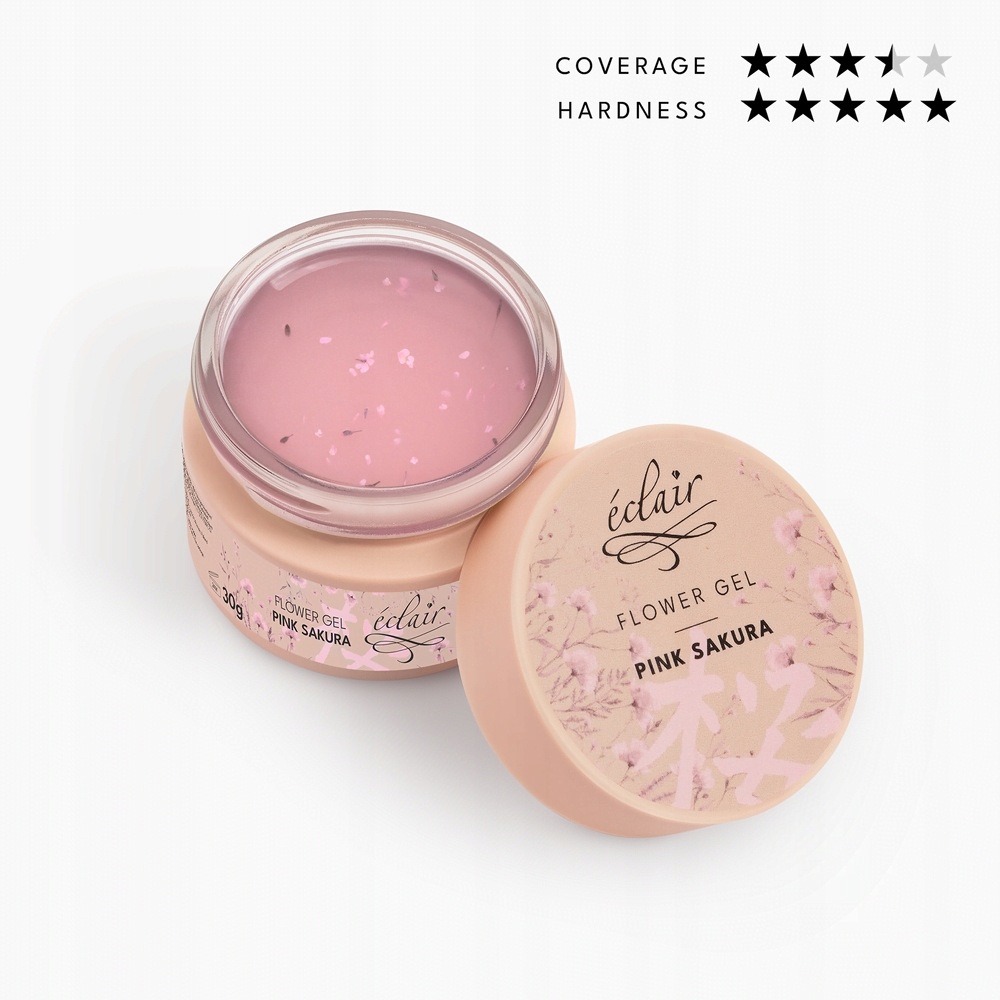 Eclair Nails Flower Gel Pink Sakura 30 g – stavební gel s květinami