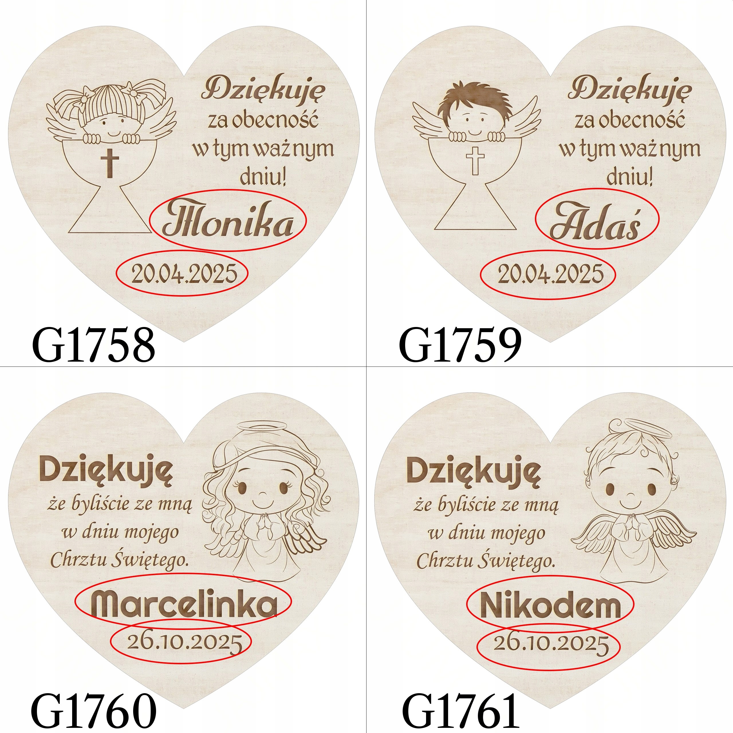 Podziękowania dla gości na CHRZEST Święty Roczek MAGNES magnesy ANIOŁEK Okazje chrzest