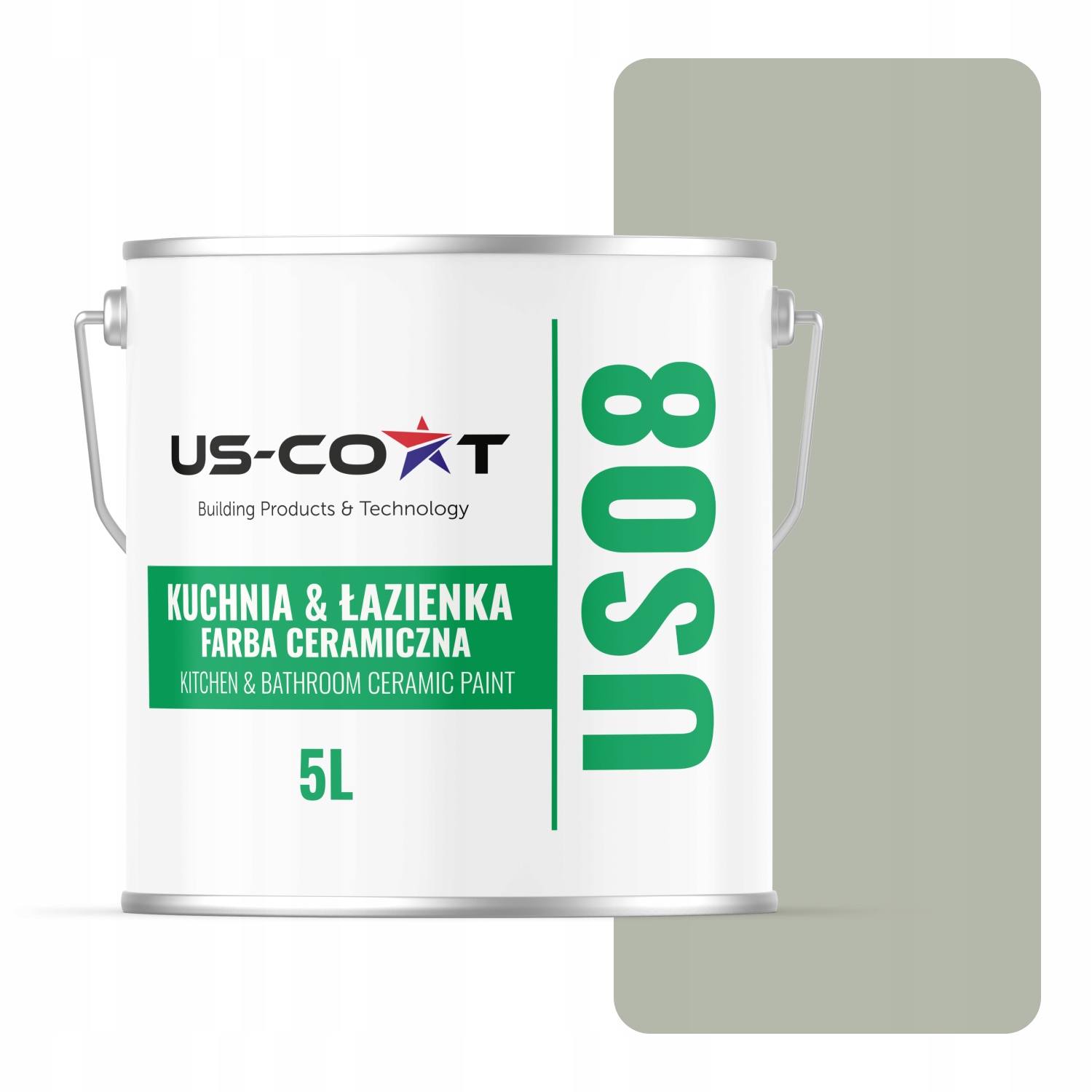 Keramická Farba Kuchyňa Kúpeľňa Farba Khaki H1747 Hlboká Matná 5 L Nástenná