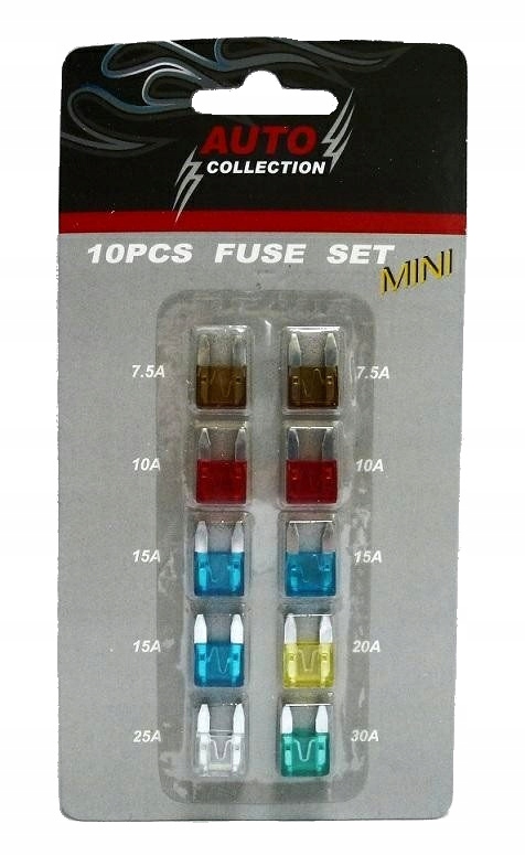 

Bezpieczniki Samochodowe Płytkowe Mini Zestaw 10SZ