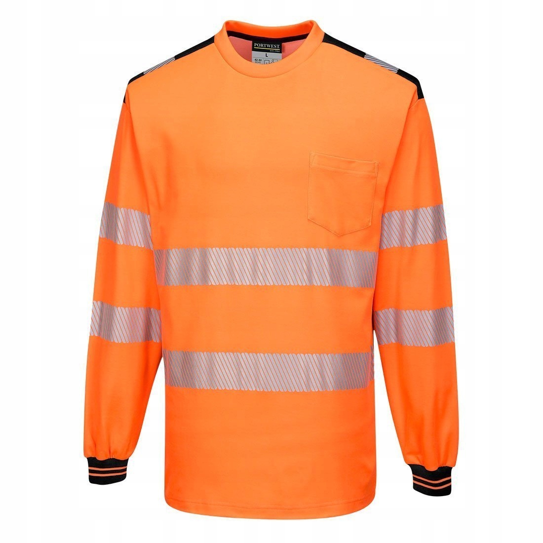 Výstražné tričko PW3 s dlouhým rukávem Oranžová/Černá vel. XXXL