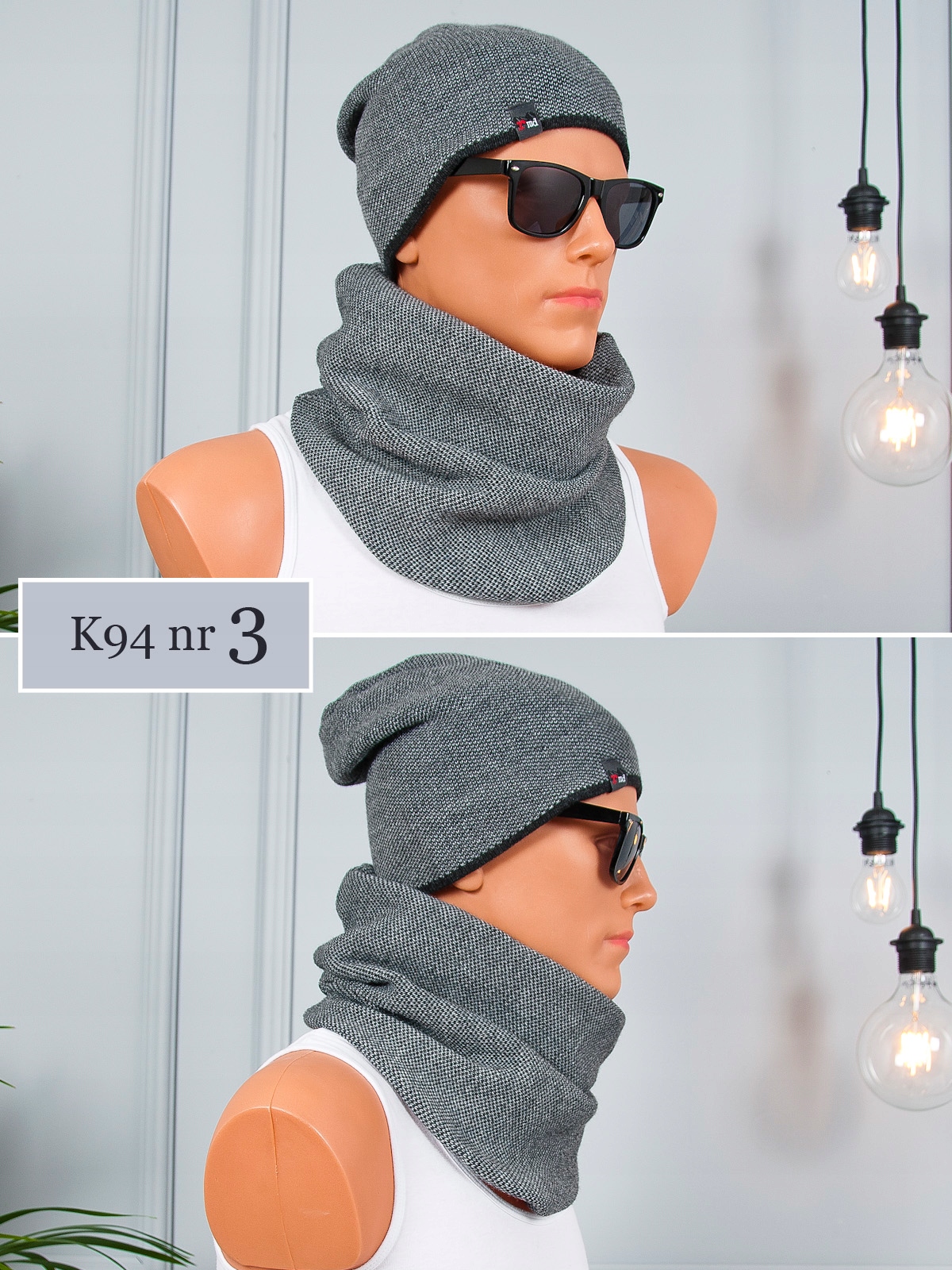 SPORTOWY MĘSKI Komplet CZAPKA+ KOMIN Szalik JAKOŚĆ Rozmiar uniwersalny