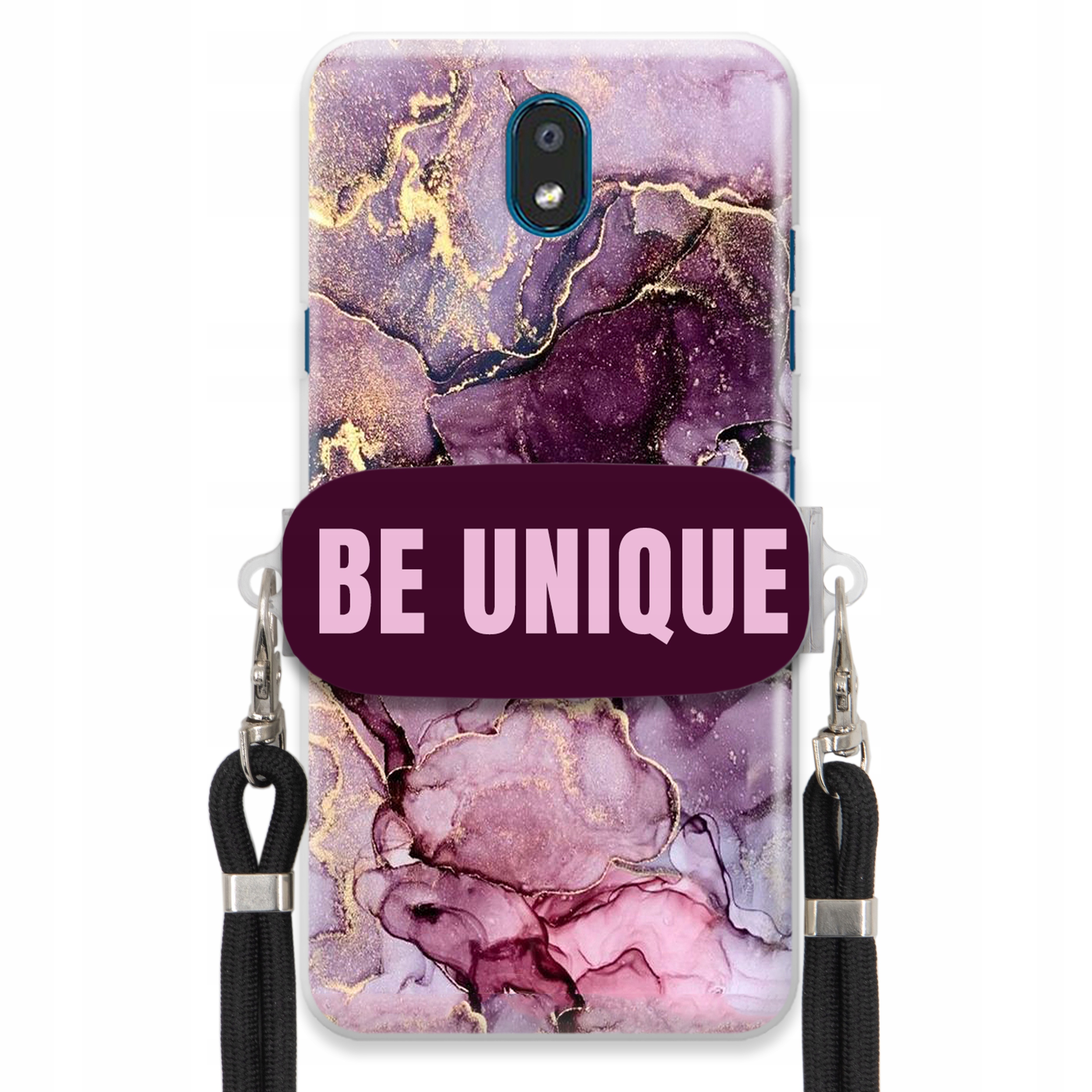 Prémiové puzdro pre Lg K30 2019 držiak na šnúrku Čierny fialový mramor